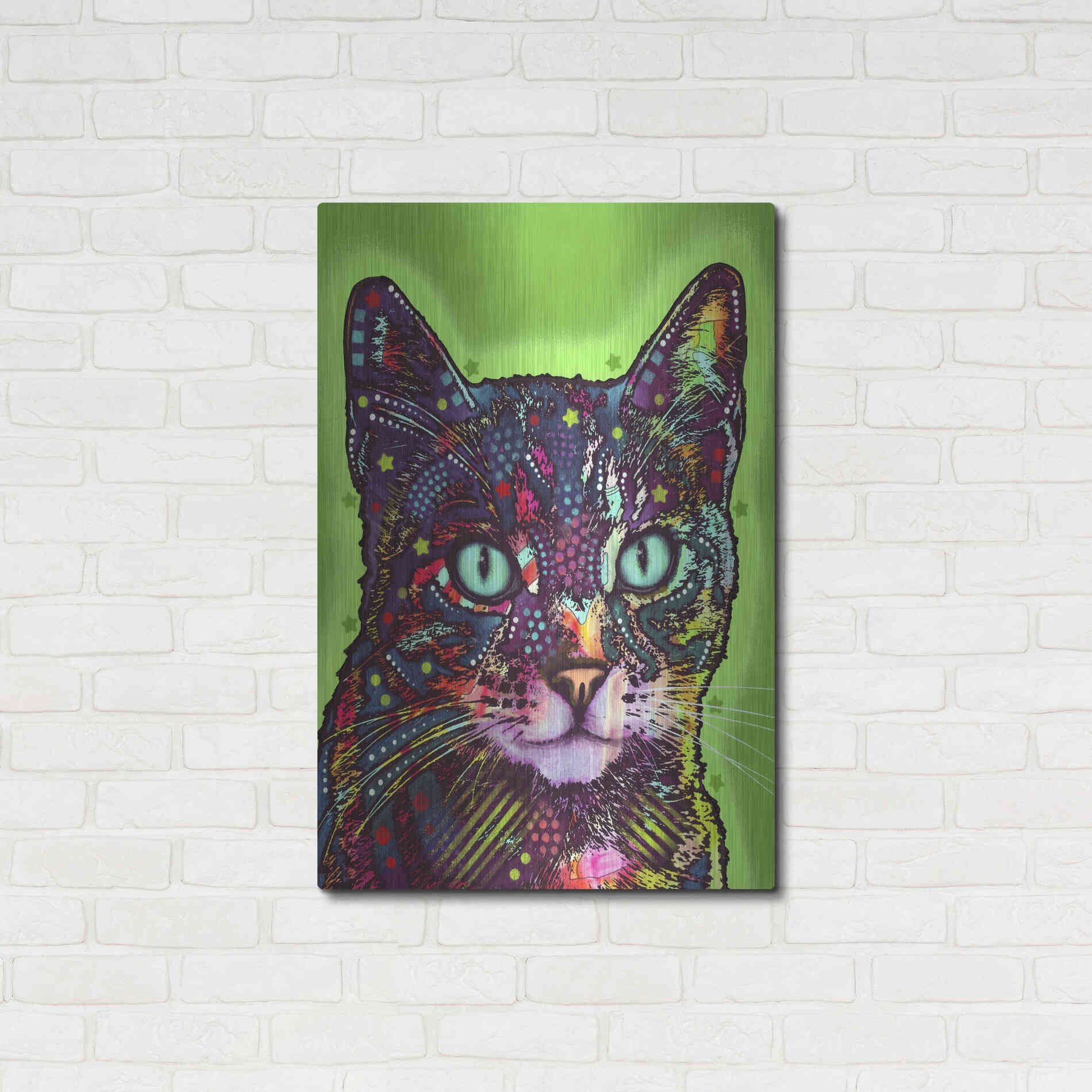 Luxe Metal Art 'Watchful Cat' by Dean Russo, Metal Wall Art,24x36