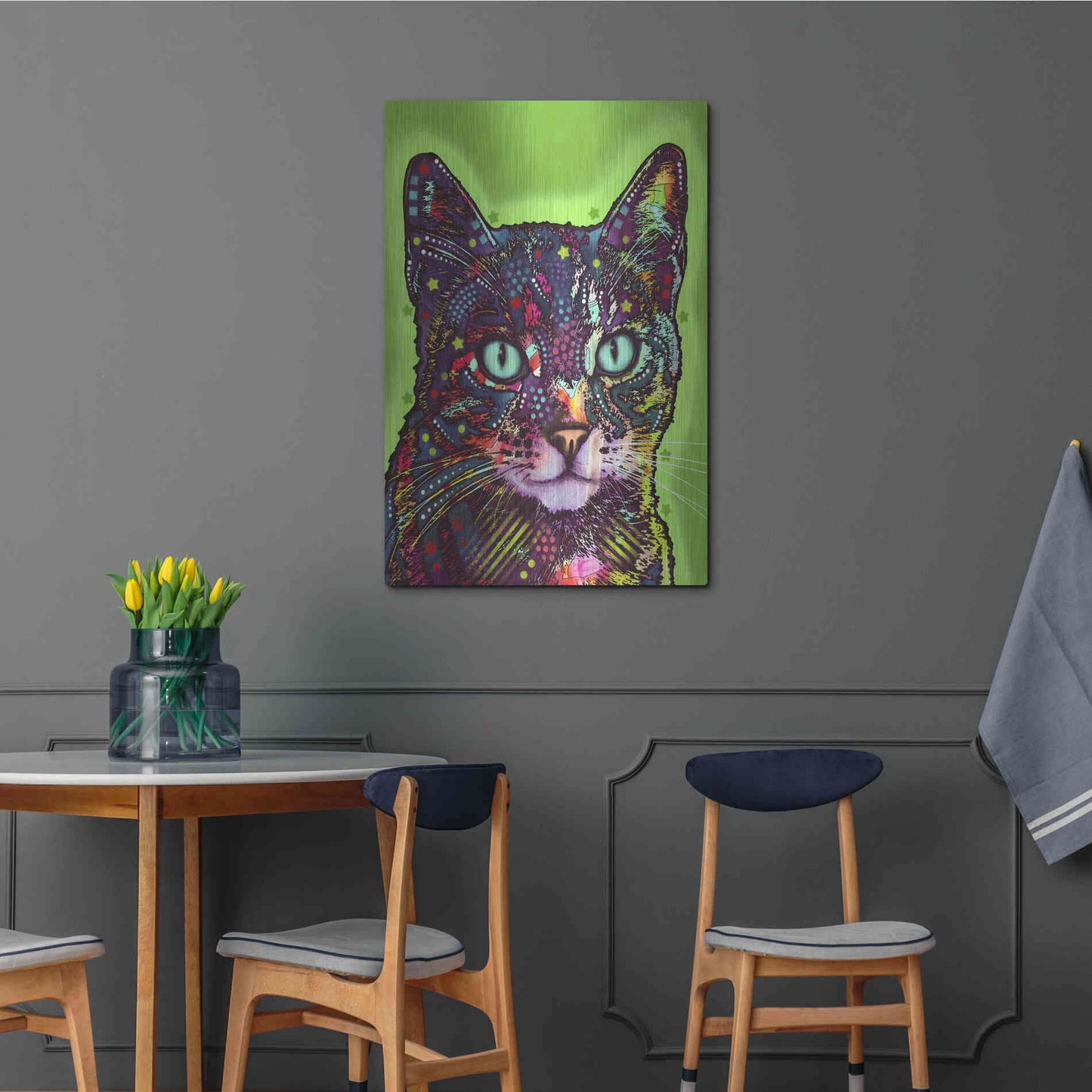 Luxe Metal Art 'Watchful Cat' by Dean Russo, Metal Wall Art,24x36