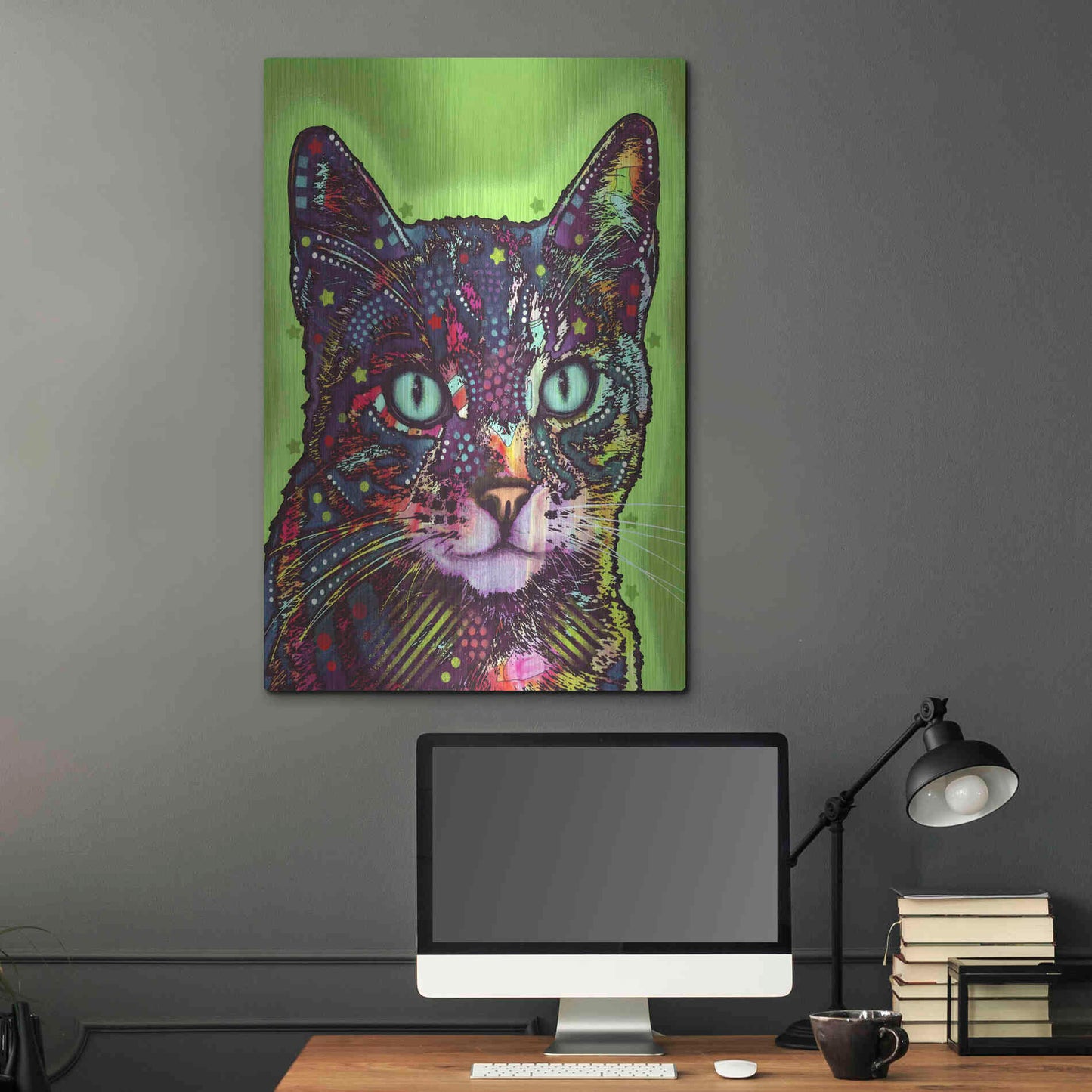 Luxe Metal Art 'Watchful Cat' by Dean Russo, Metal Wall Art,24x36