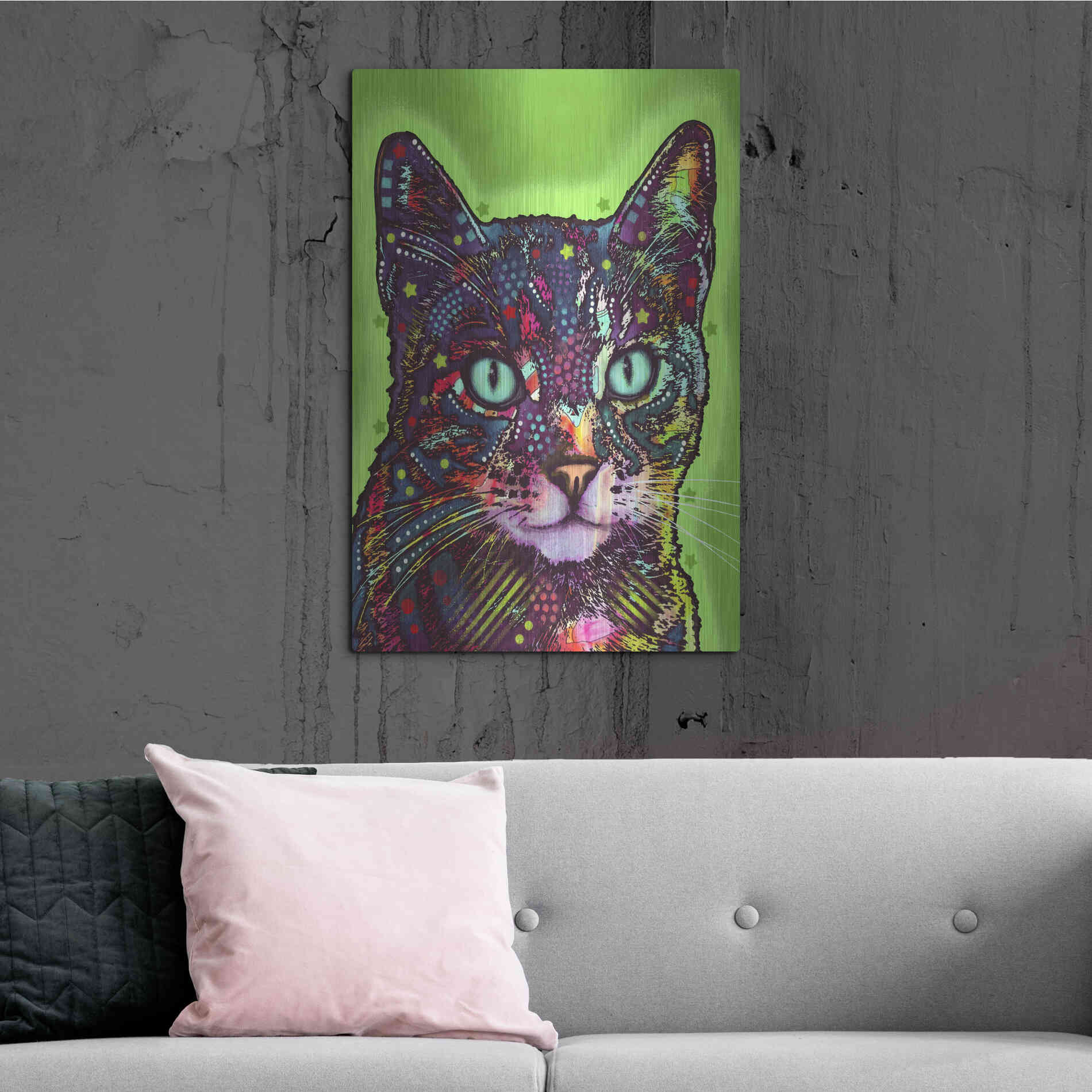 Luxe Metal Art 'Watchful Cat' by Dean Russo, Metal Wall Art,24x36