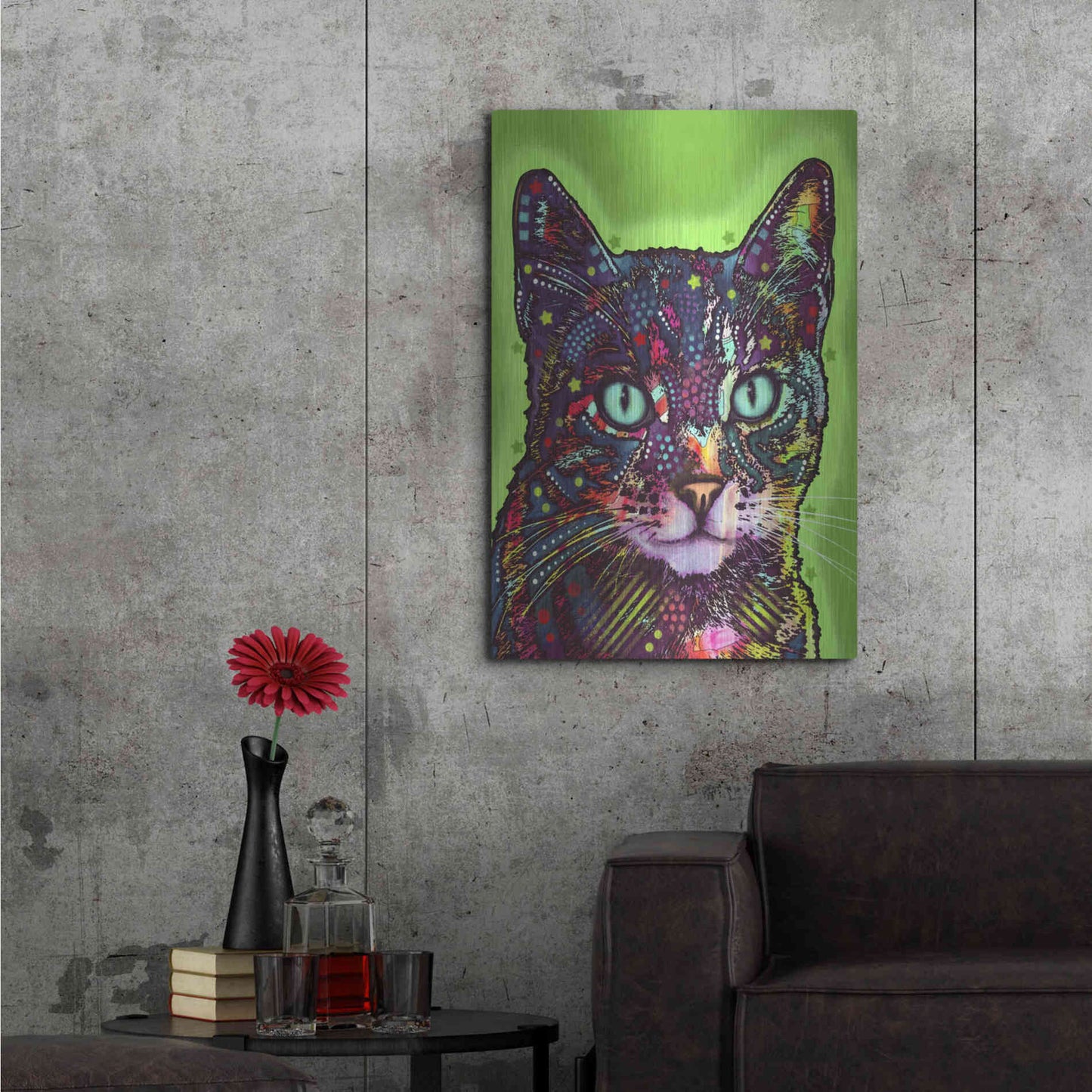 Luxe Metal Art 'Watchful Cat' by Dean Russo, Metal Wall Art,24x36