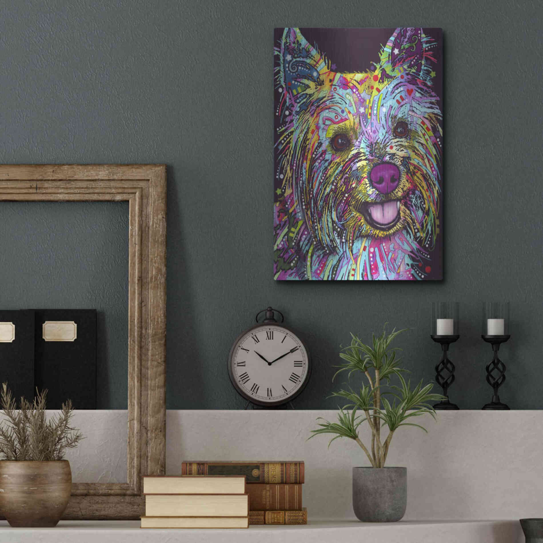 Luxe Metal Art 'Yorkie 1' by Dean Russo, Metal Wall Art,12x16