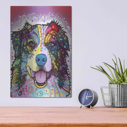 Luxe Metal Art 'Australian Shepherd' by Dean Russo, Metal Wall Art,12x16