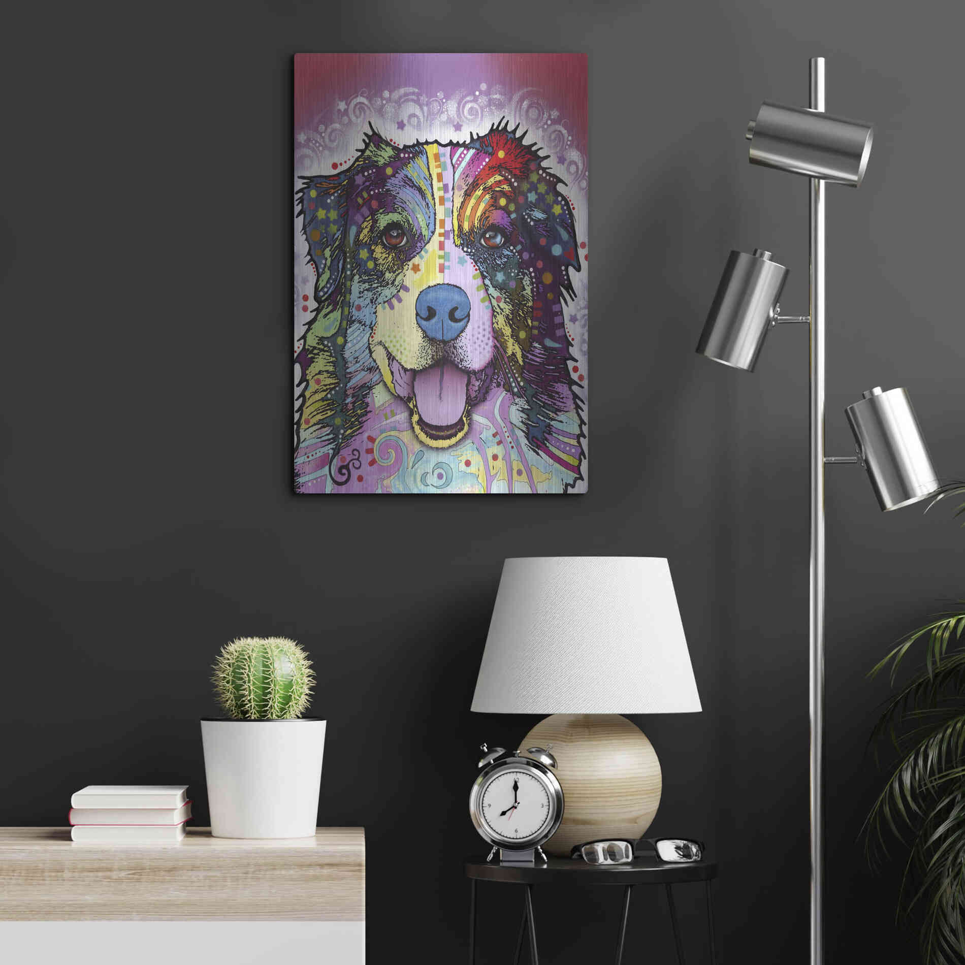 Luxe Metal Art 'Australian Shepherd' by Dean Russo, Metal Wall Art,16x24