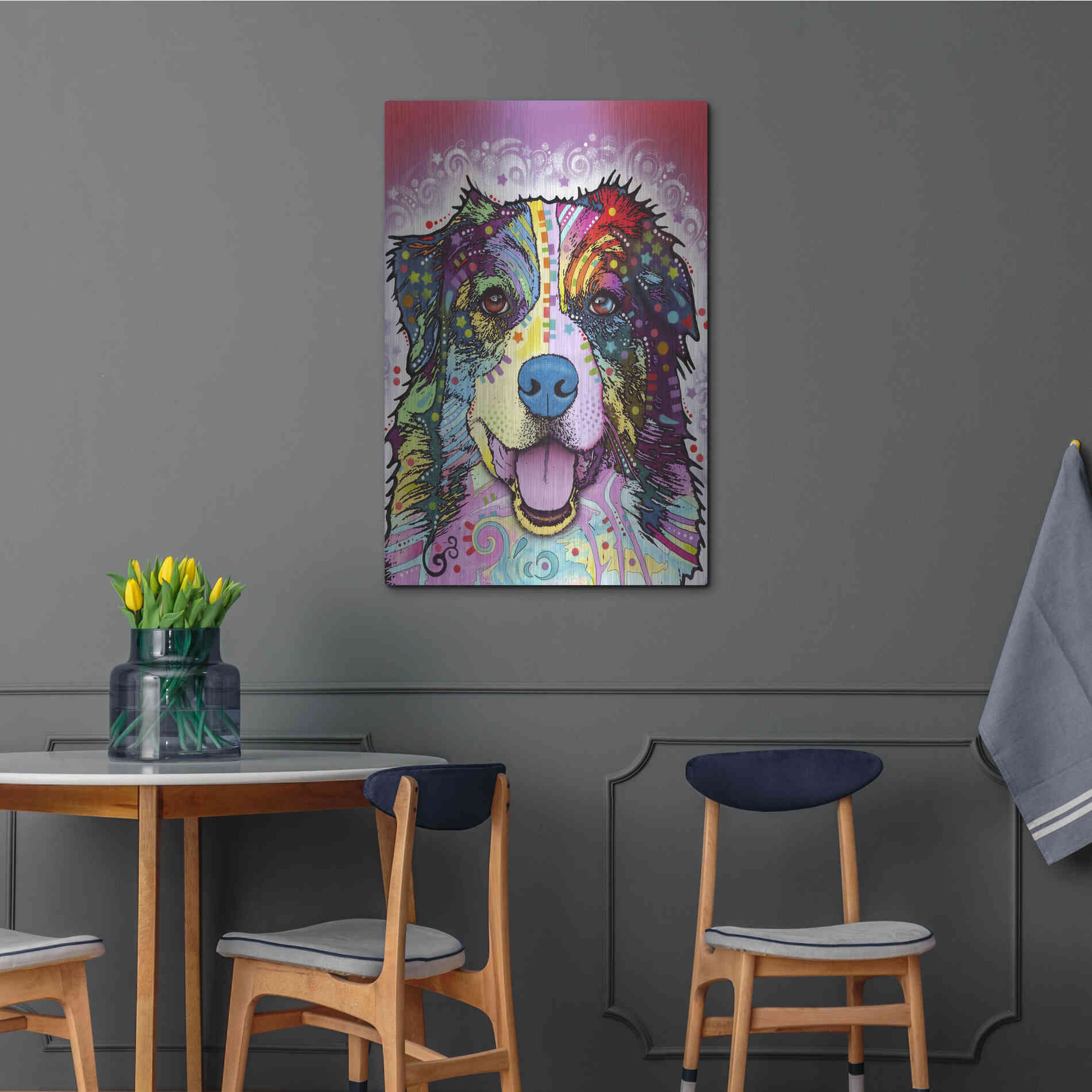 Luxe Metal Art 'Australian Shepherd' by Dean Russo, Metal Wall Art,24x36