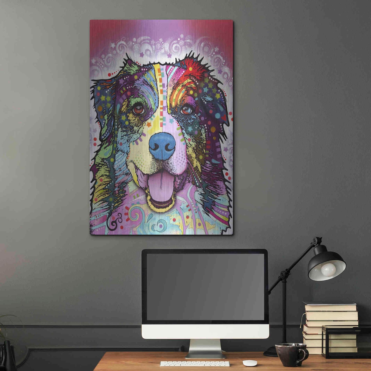 Luxe Metal Art 'Australian Shepherd' by Dean Russo, Metal Wall Art,24x36