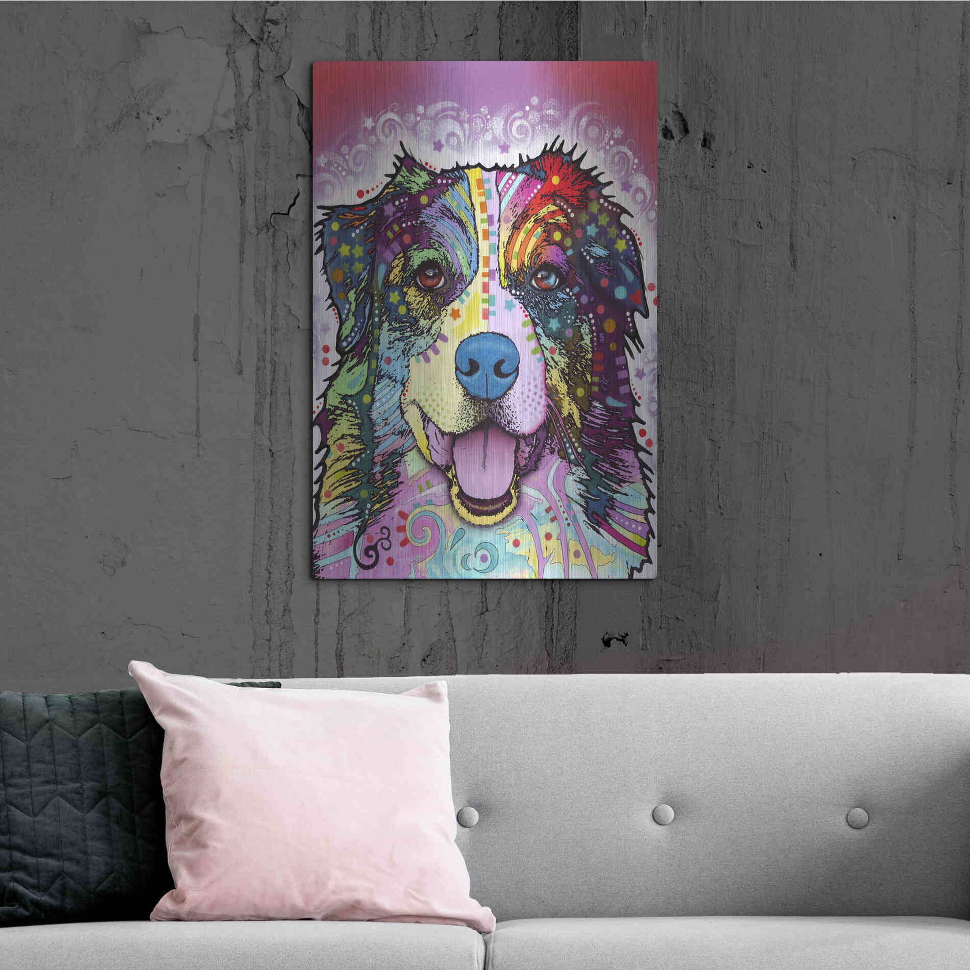 Luxe Metal Art 'Australian Shepherd' by Dean Russo, Metal Wall Art,24x36