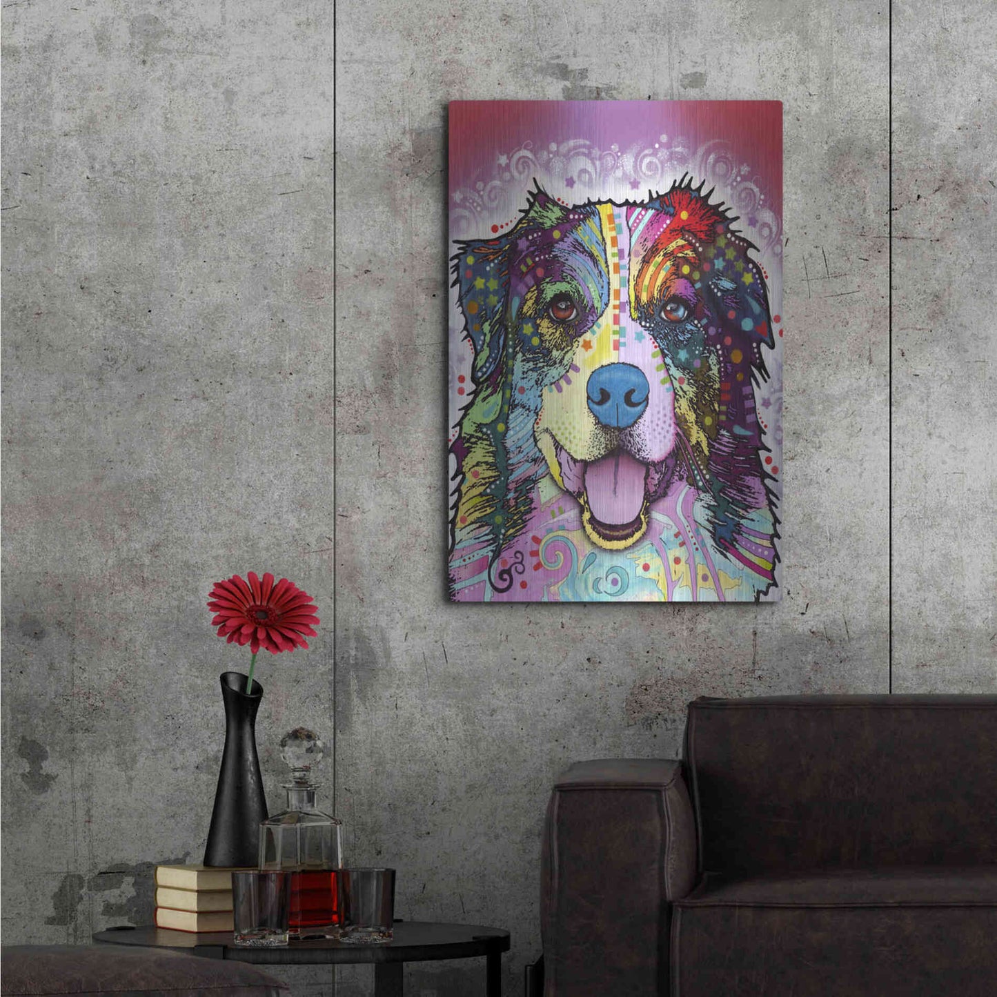 Luxe Metal Art 'Australian Shepherd' by Dean Russo, Metal Wall Art,24x36