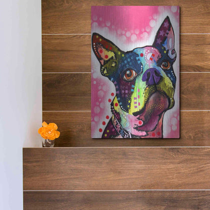 Luxe Metal Art 'Boston Terrier' by Dean Russo, Metal Wall Art,12x16