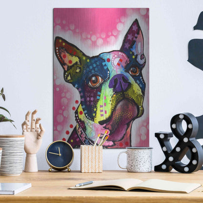 Luxe Metal Art 'Boston Terrier' by Dean Russo, Metal Wall Art,12x16