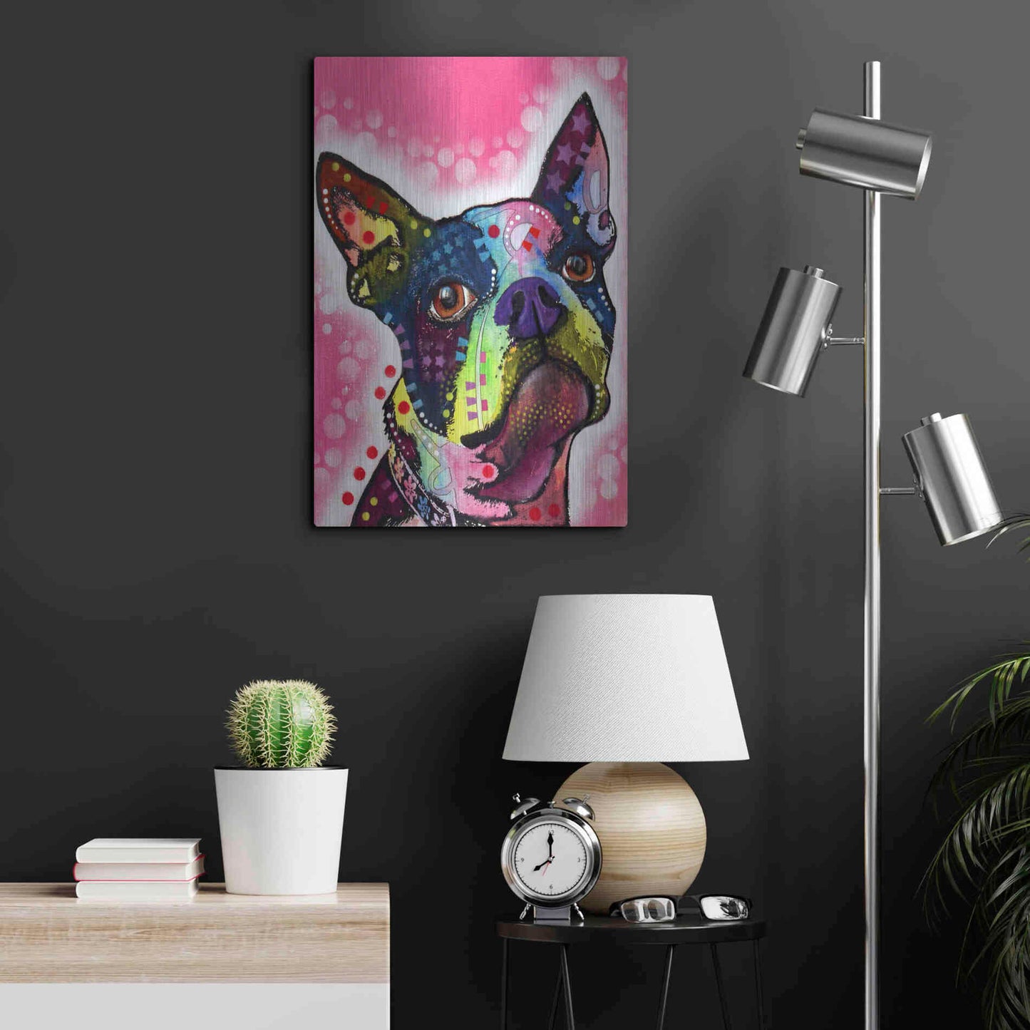 Luxe Metal Art 'Boston Terrier' by Dean Russo, Metal Wall Art,16x24