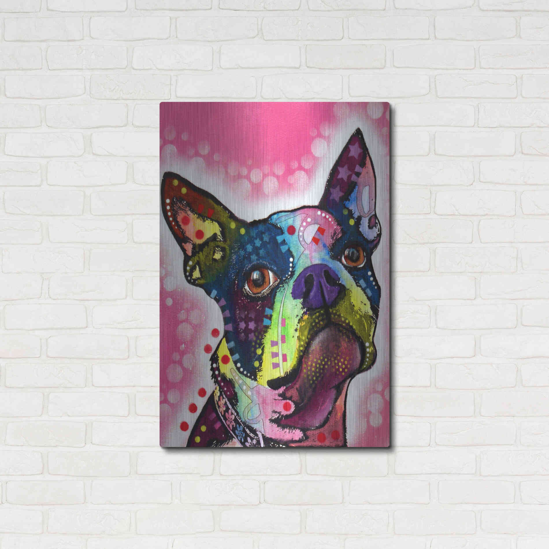 Luxe Metal Art 'Boston Terrier' by Dean Russo, Metal Wall Art,24x36