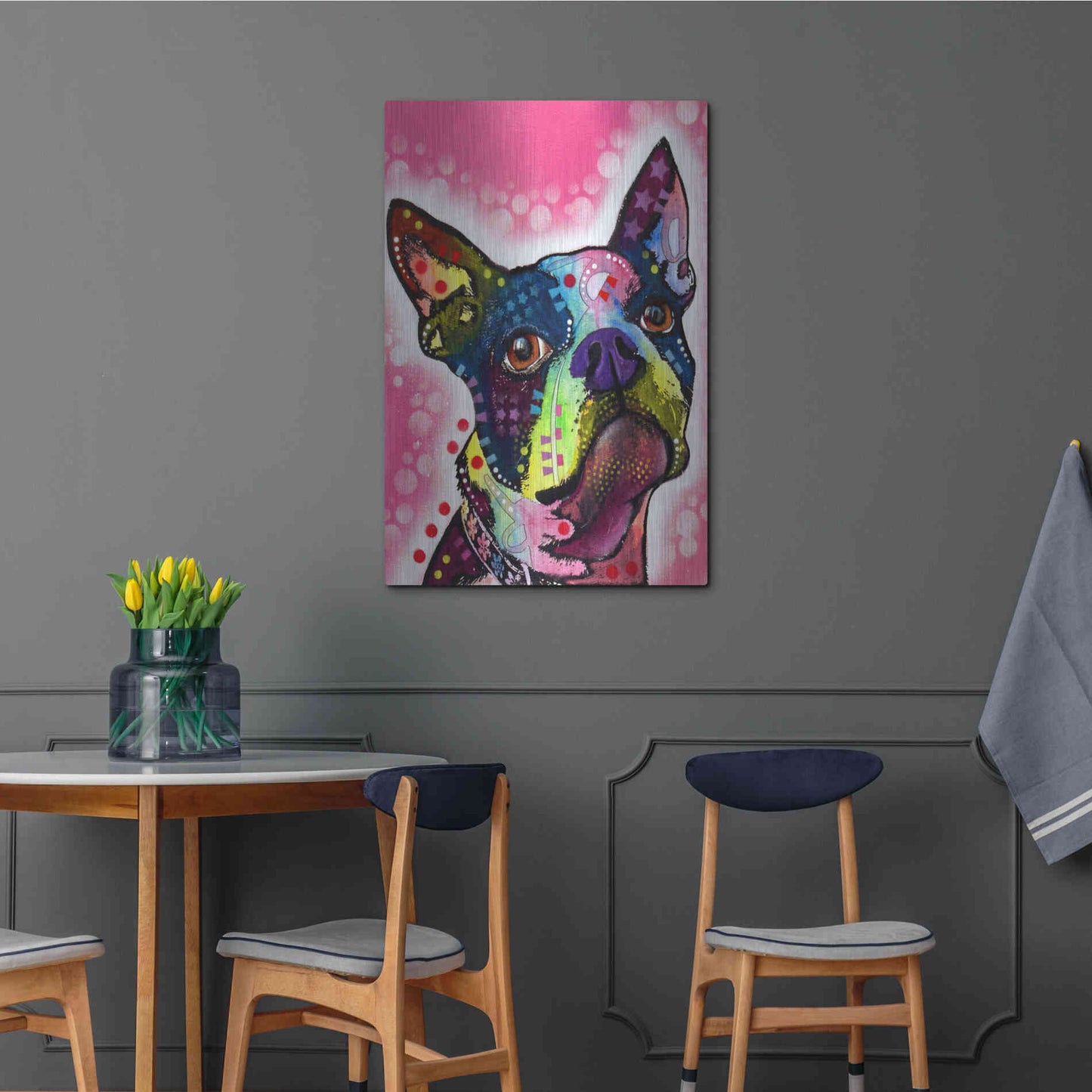 Luxe Metal Art 'Boston Terrier' by Dean Russo, Metal Wall Art,24x36