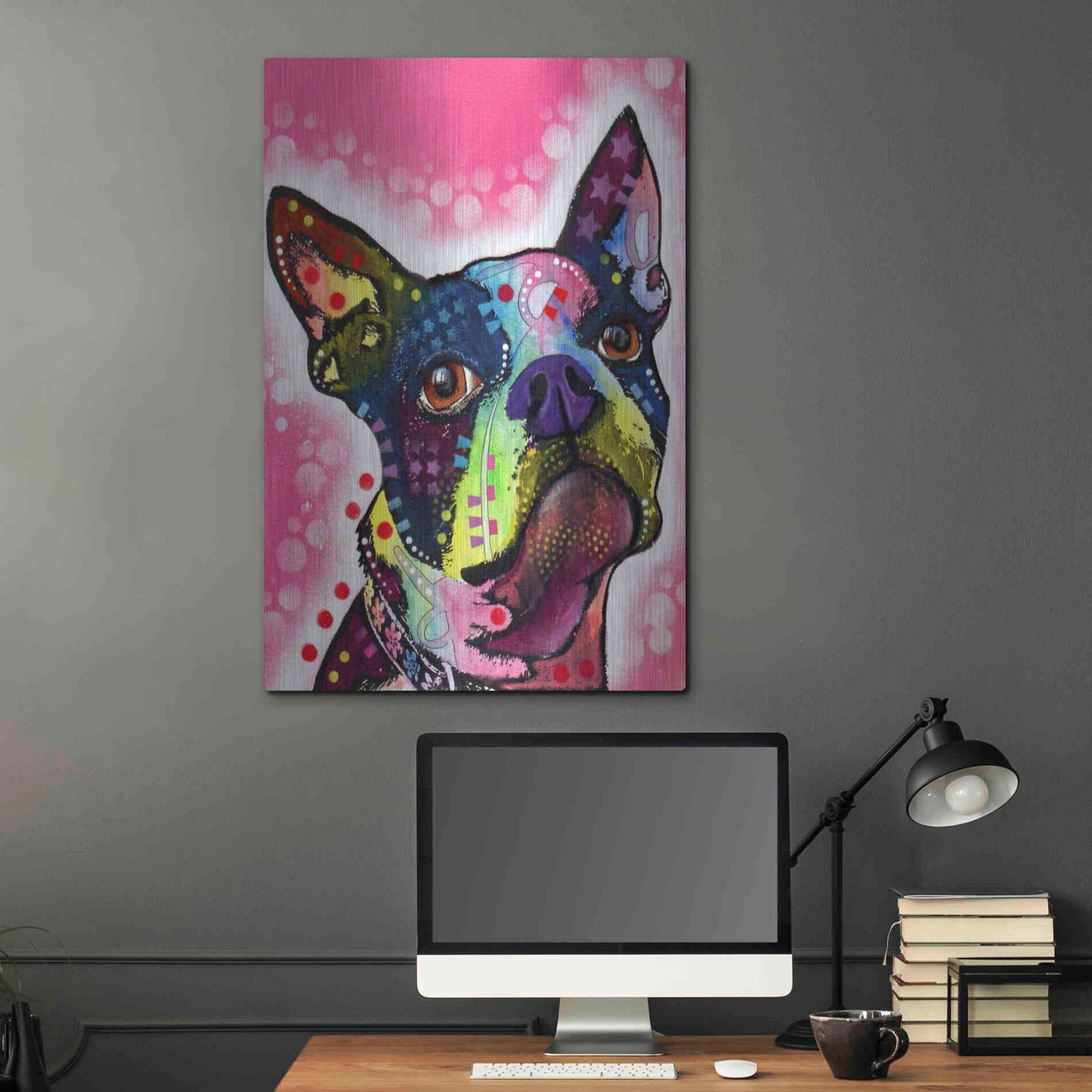 Luxe Metal Art 'Boston Terrier' by Dean Russo, Metal Wall Art,24x36