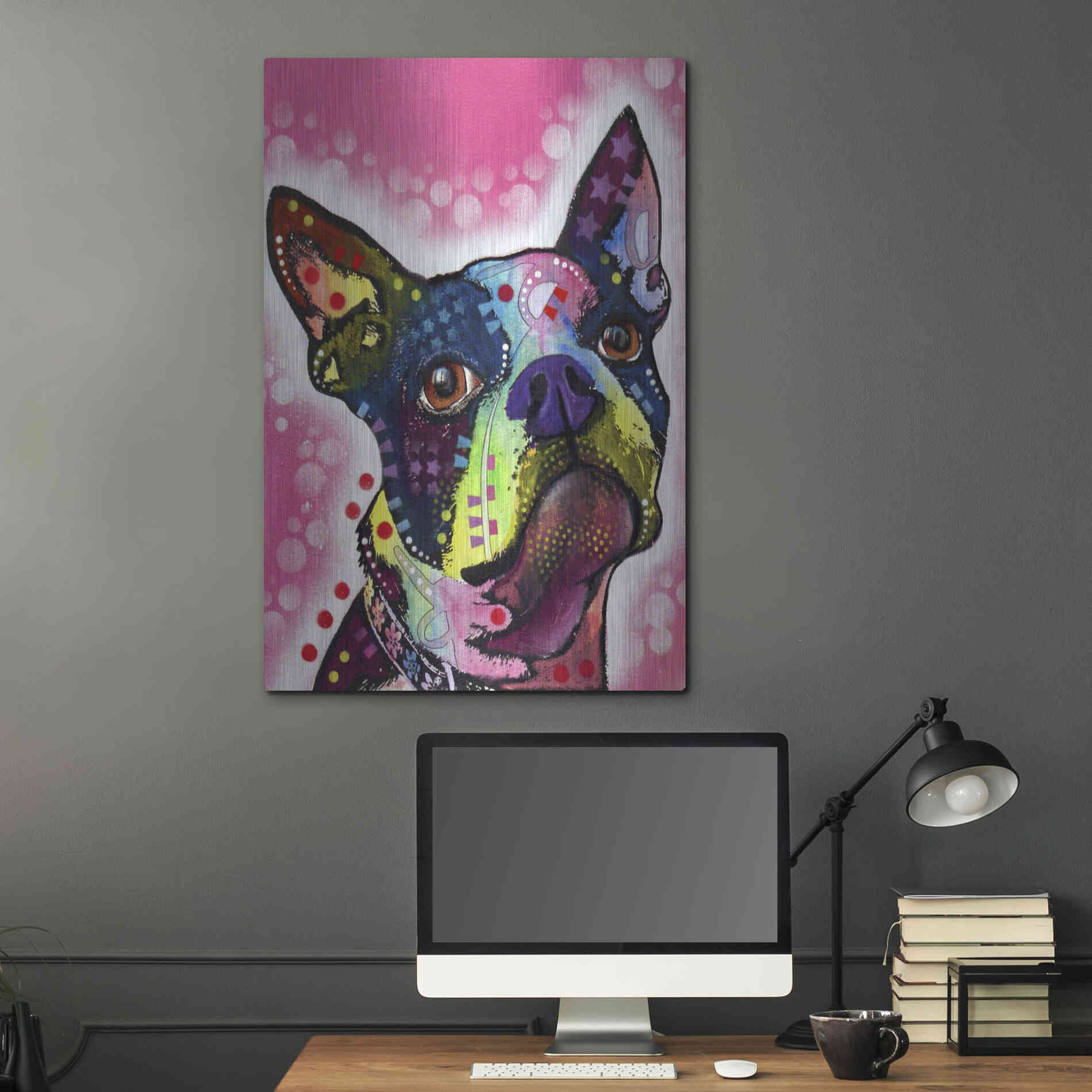 Luxe Metal Art 'Boston Terrier' by Dean Russo, Metal Wall Art,24x36