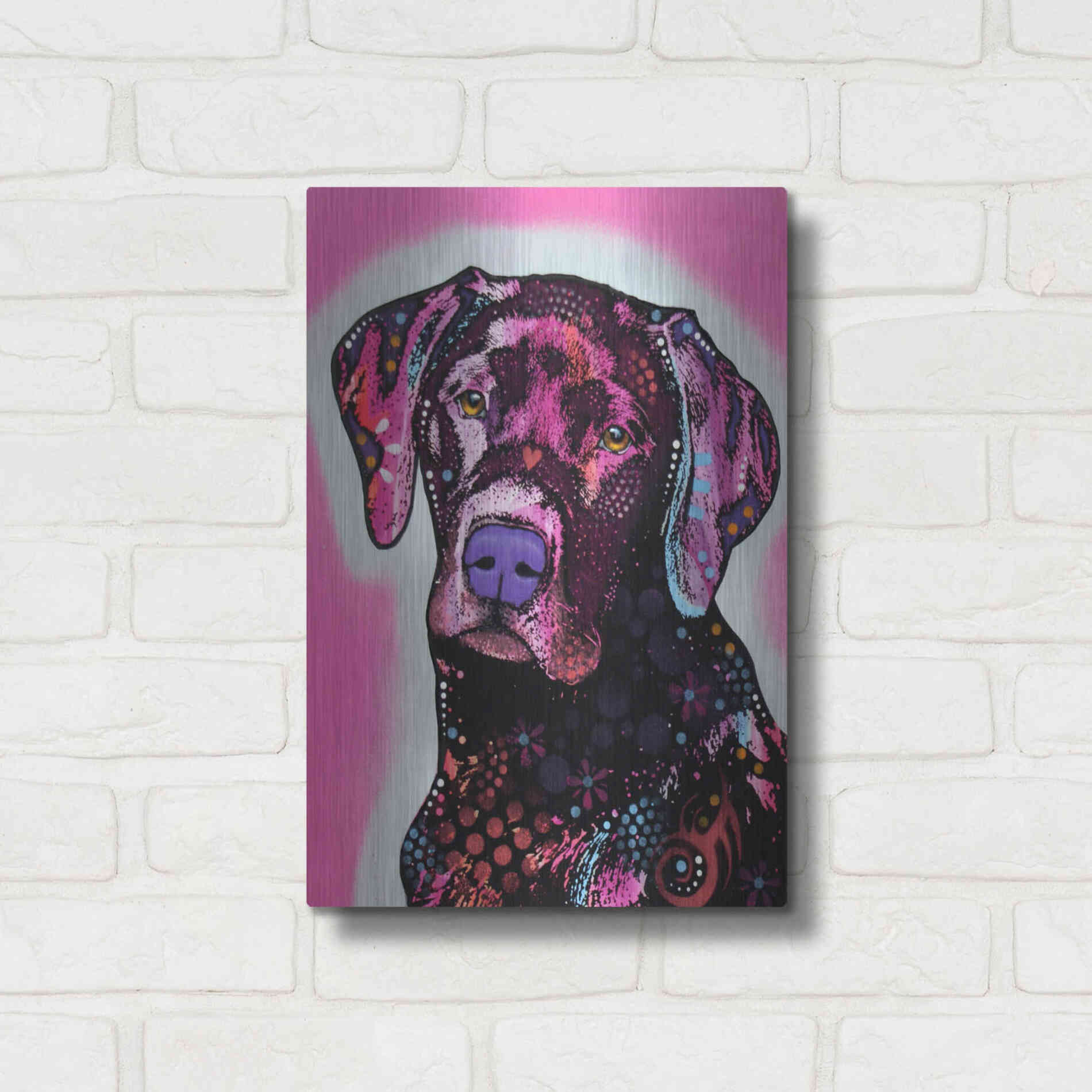 Luxe Metal Art 'Black Lab' by Dean Russo, Metal Wall Art,12x16