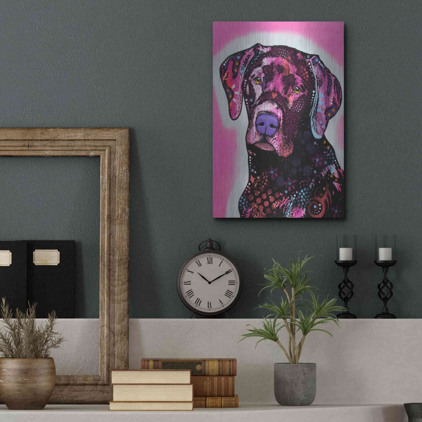 Luxe Metal Art 'Black Lab' by Dean Russo, Metal Wall Art,12x16