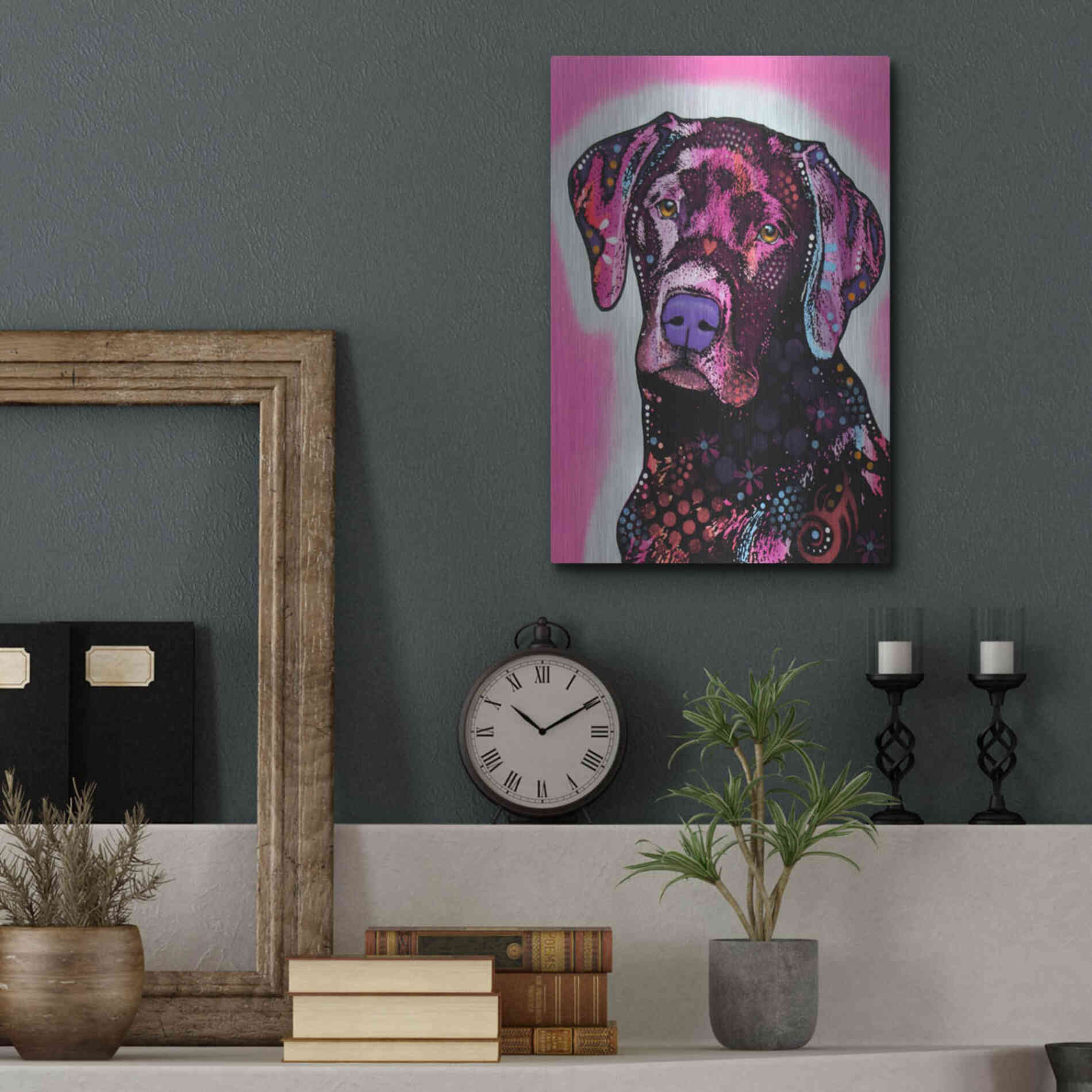 Luxe Metal Art 'Black Lab' by Dean Russo, Metal Wall Art,12x16