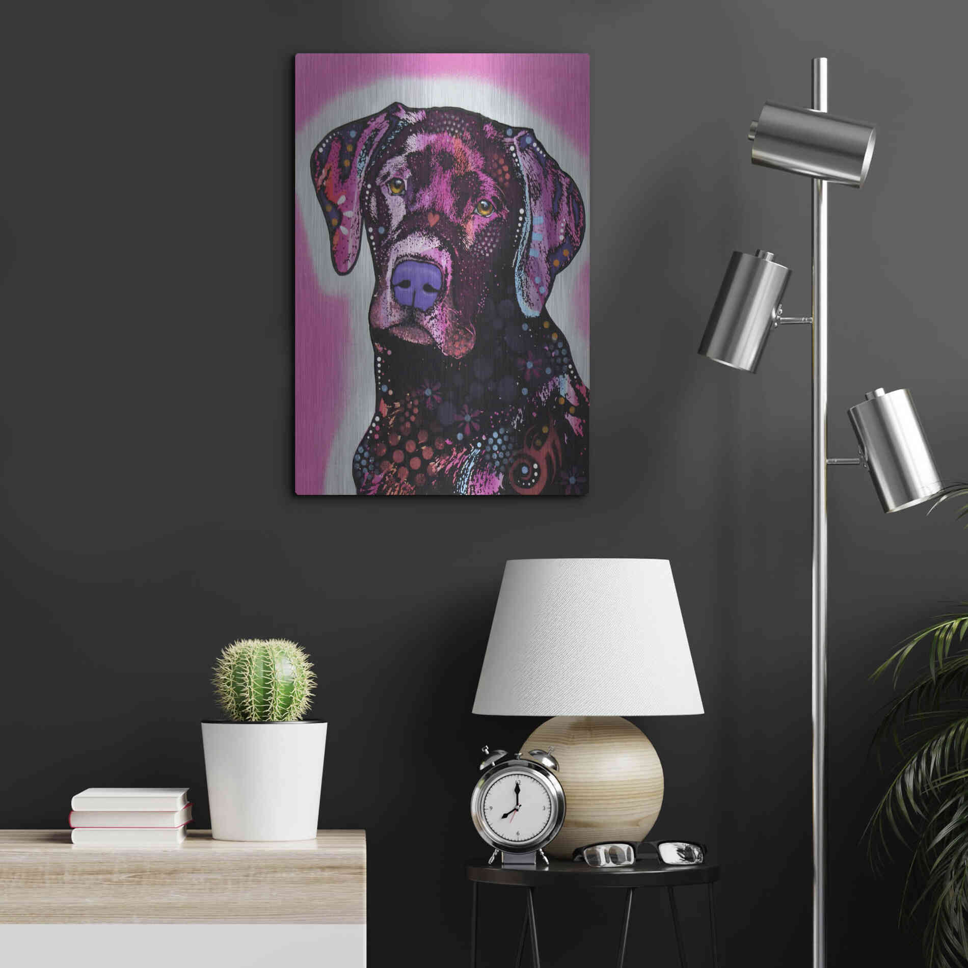 Luxe Metal Art 'Black Lab' by Dean Russo, Metal Wall Art,16x24