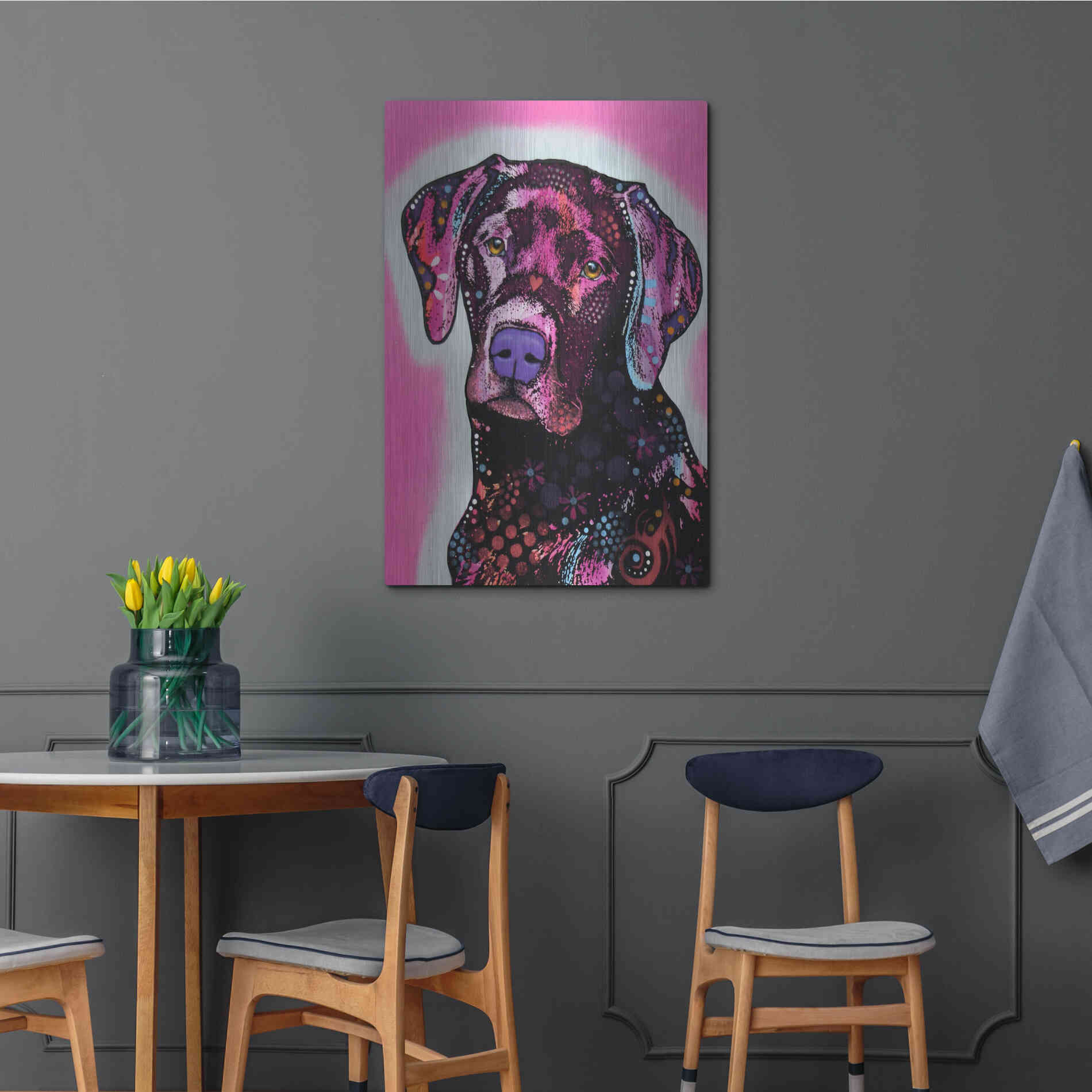 Luxe Metal Art 'Black Lab' by Dean Russo, Metal Wall Art,24x36