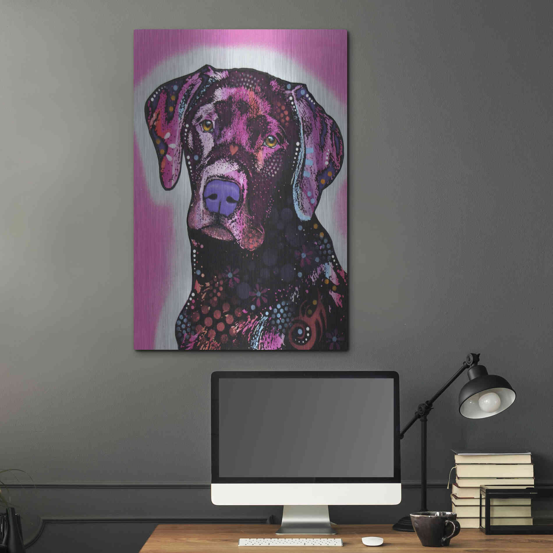 Luxe Metal Art 'Black Lab' by Dean Russo, Metal Wall Art,24x36