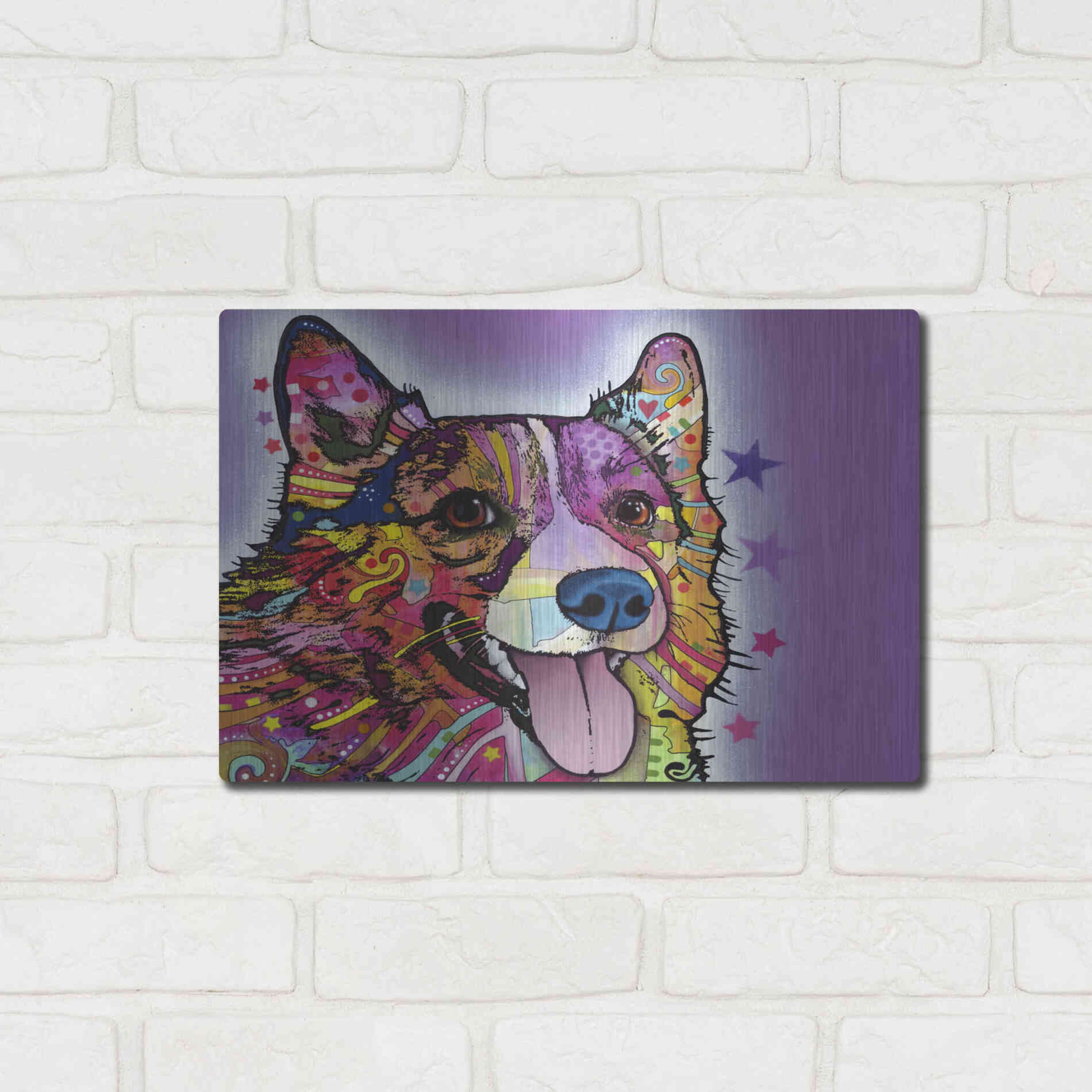 Luxe Metal Art 'Corgi' by Dean Russo, Metal Wall Art,16x12