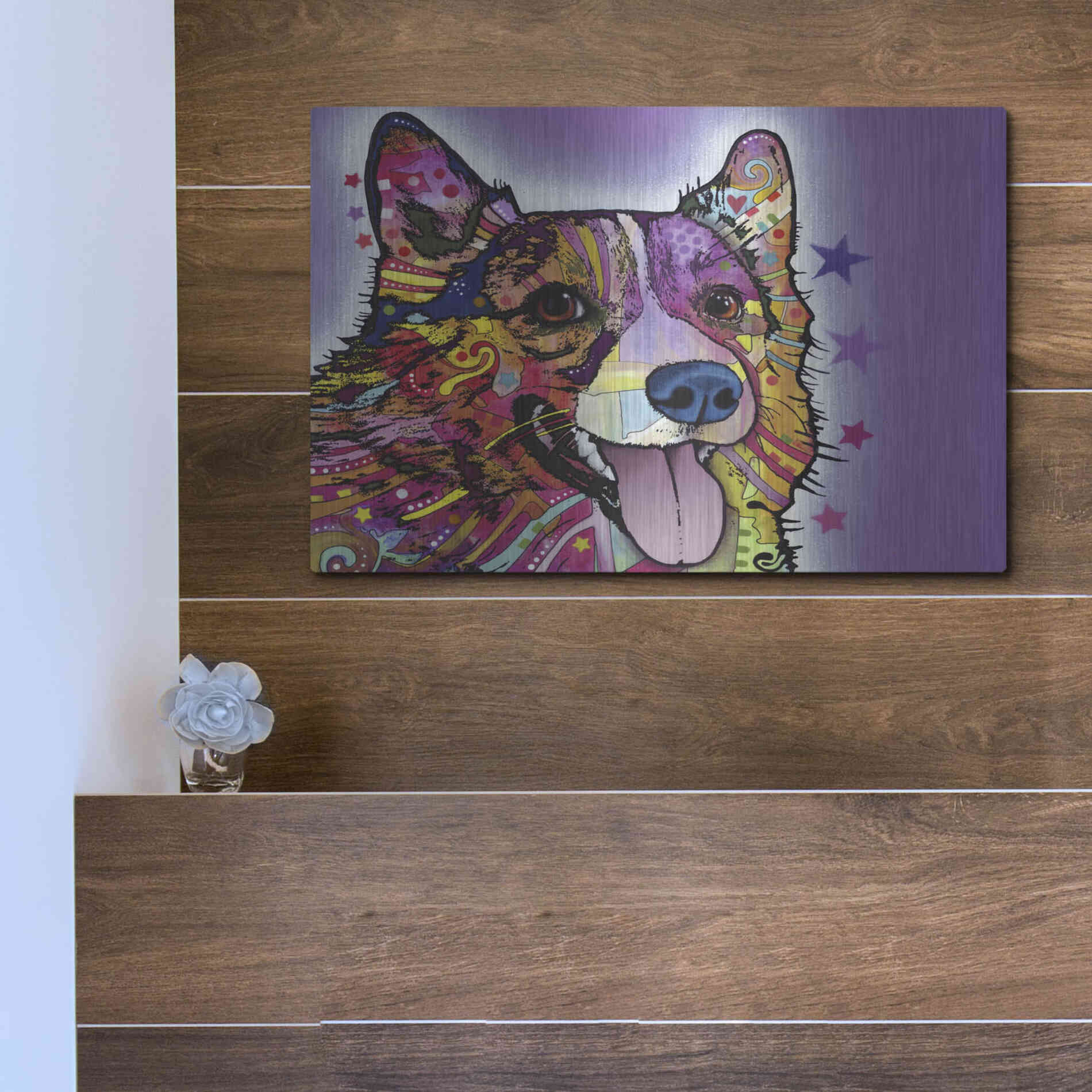 Luxe Metal Art 'Corgi' by Dean Russo, Metal Wall Art,16x12