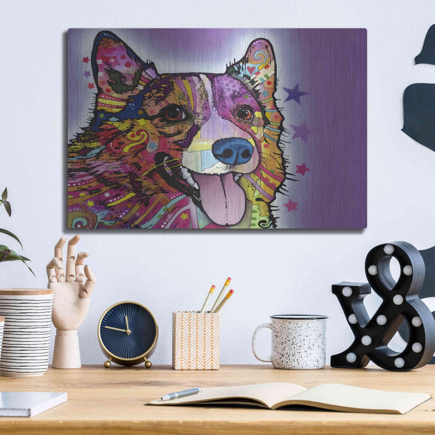 Luxe Metal Art 'Corgi' by Dean Russo, Metal Wall Art,16x12