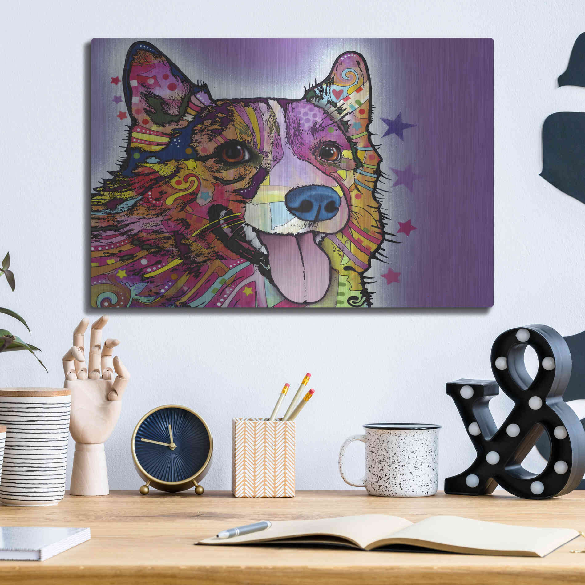 Luxe Metal Art 'Corgi' by Dean Russo, Metal Wall Art,16x12
