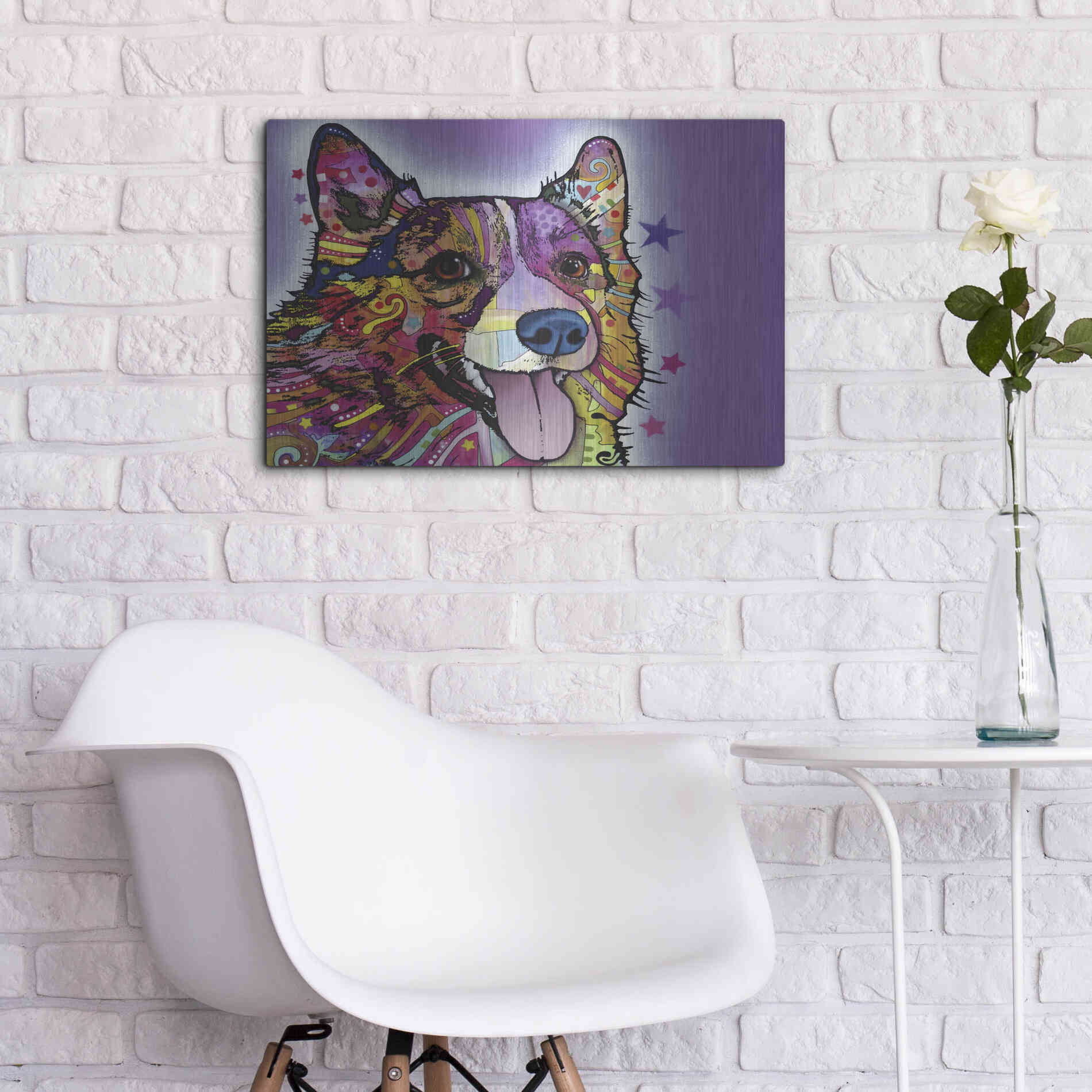 Luxe Metal Art 'Corgi' by Dean Russo, Metal Wall Art,24x16