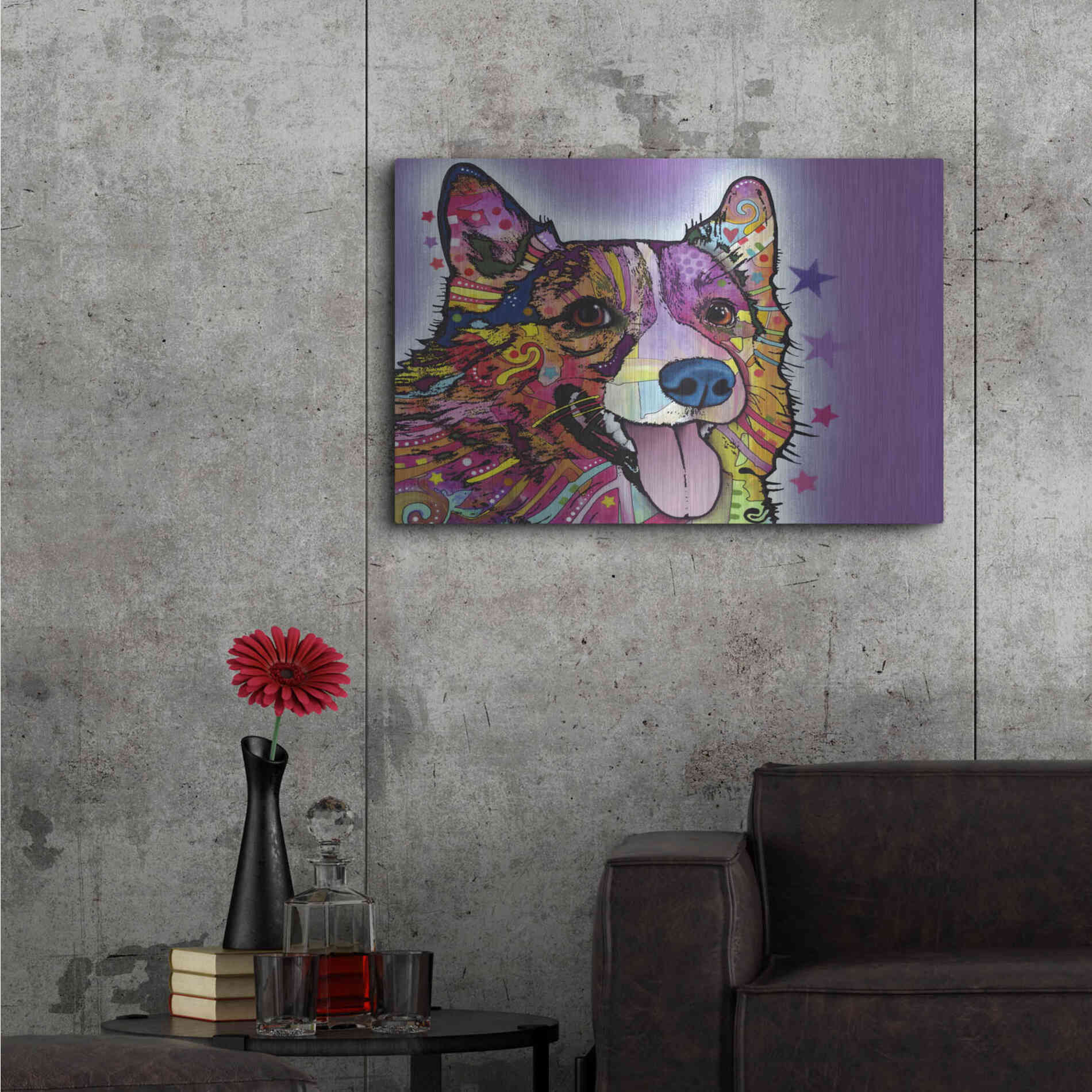 Luxe Metal Art 'Corgi' by Dean Russo, Metal Wall Art,36x24