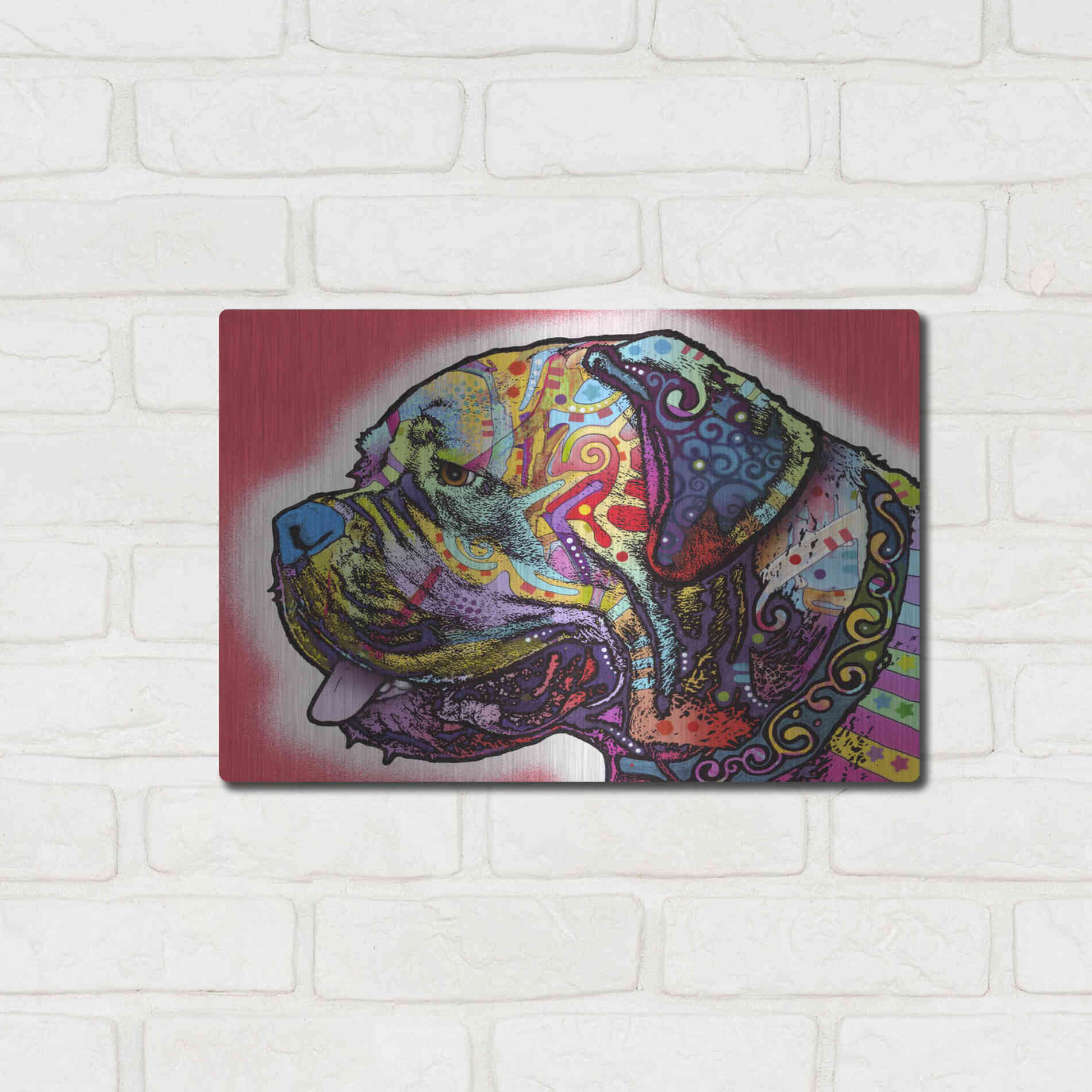 Luxe Metal Art 'Profile Mastiff' by Dean Russo, Metal Wall Art,16x12