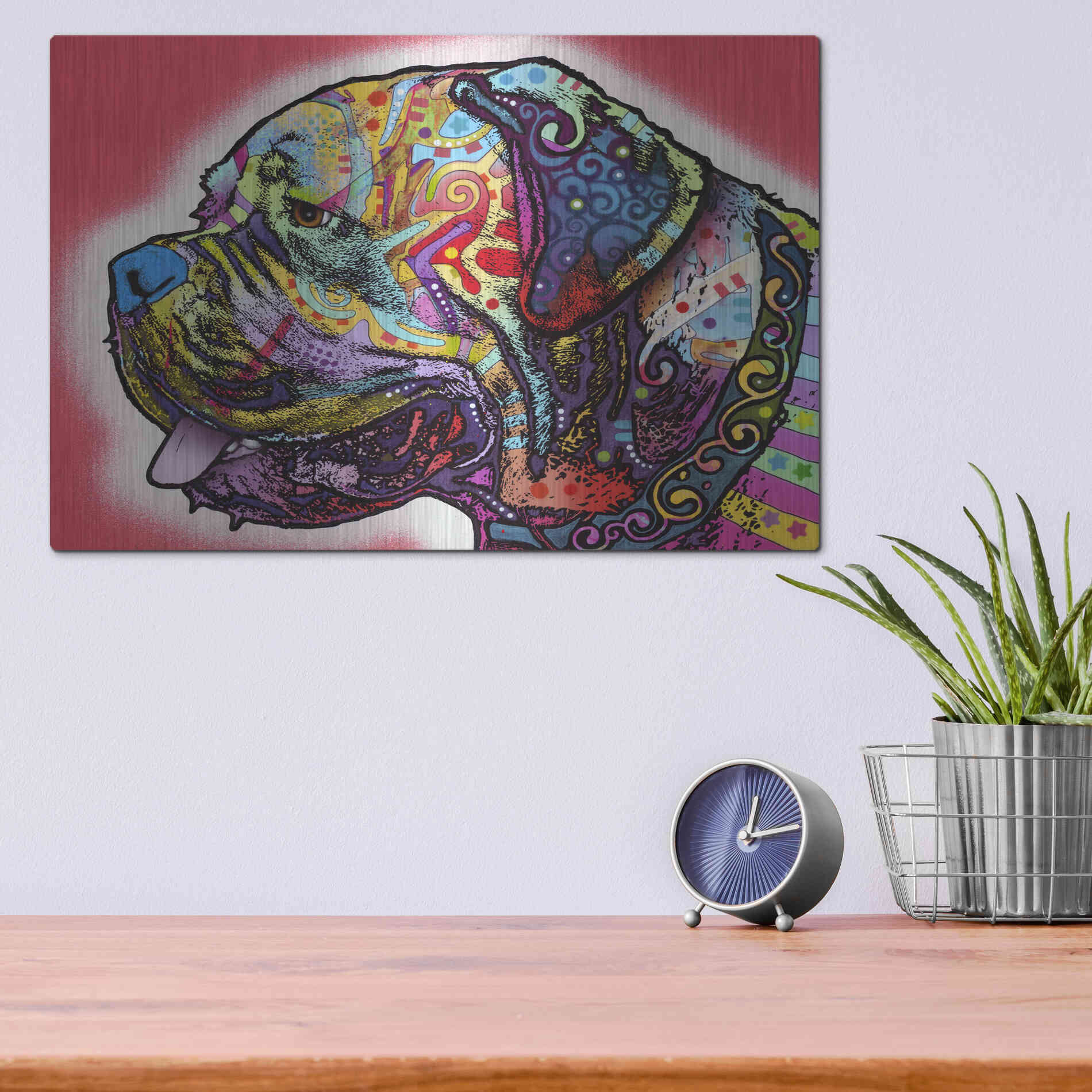 Luxe Metal Art 'Profile Mastiff' by Dean Russo, Metal Wall Art,16x12