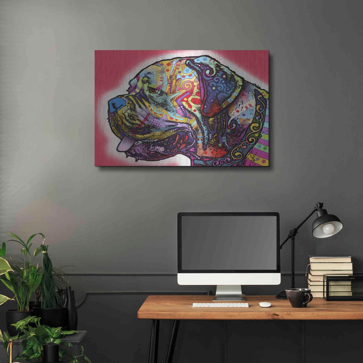 Luxe Metal Art 'Profile Mastiff' by Dean Russo, Metal Wall Art,36x24