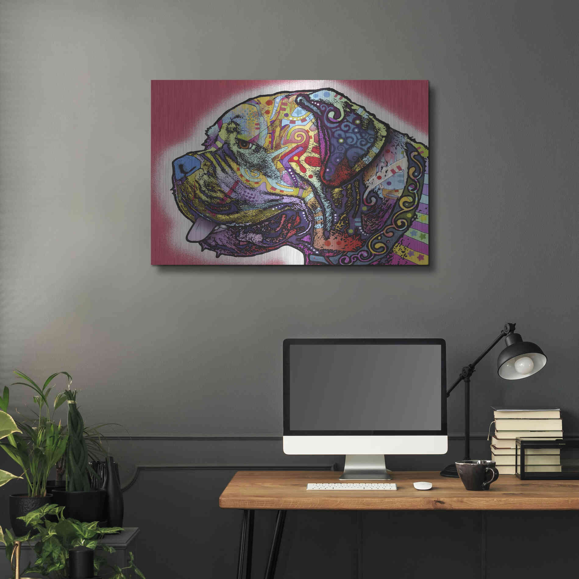 Luxe Metal Art 'Profile Mastiff' by Dean Russo, Metal Wall Art,36x24