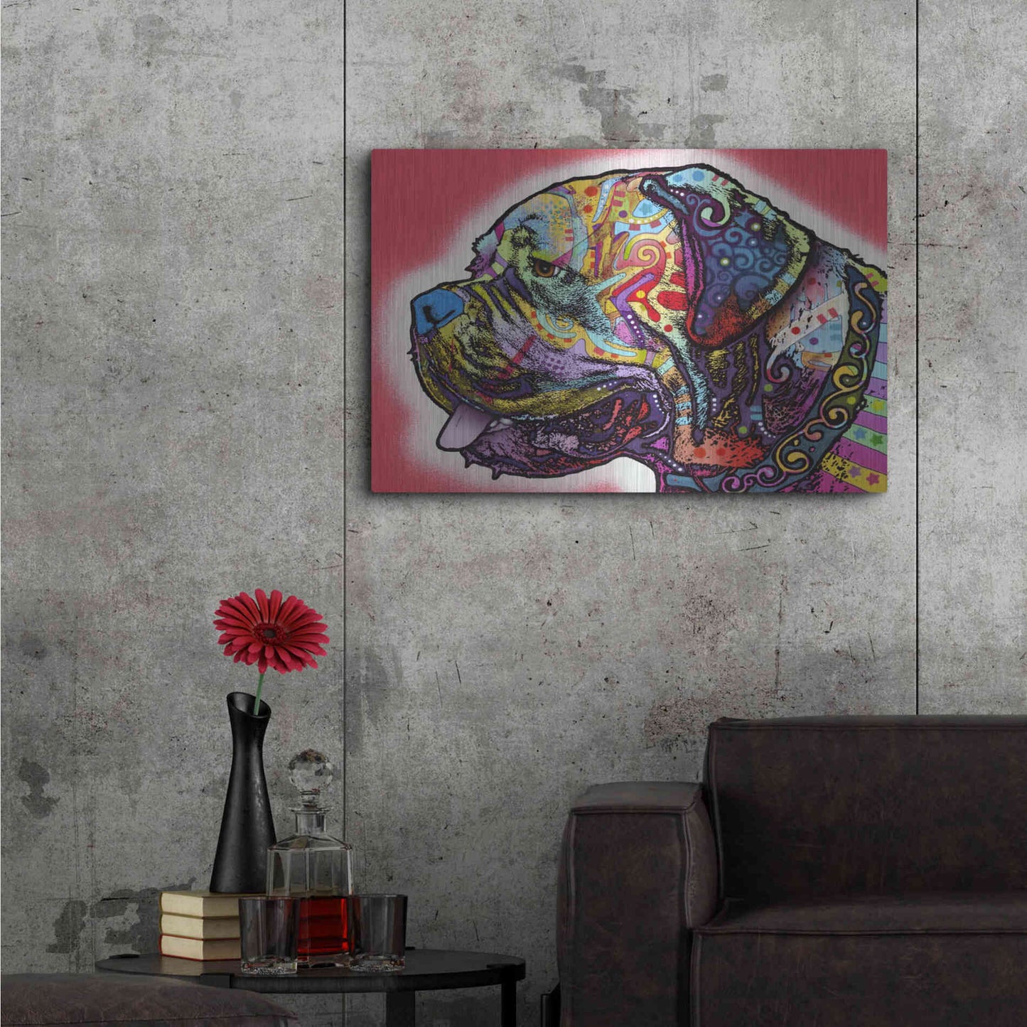 Luxe Metal Art 'Profile Mastiff' by Dean Russo, Metal Wall Art,36x24