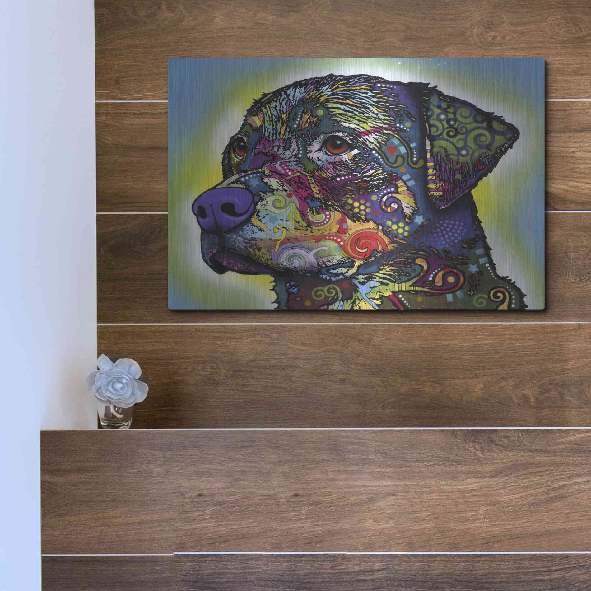 Luxe Metal Art 'The Rottweiler' by Dean Russo, Metal Wall Art,16x12