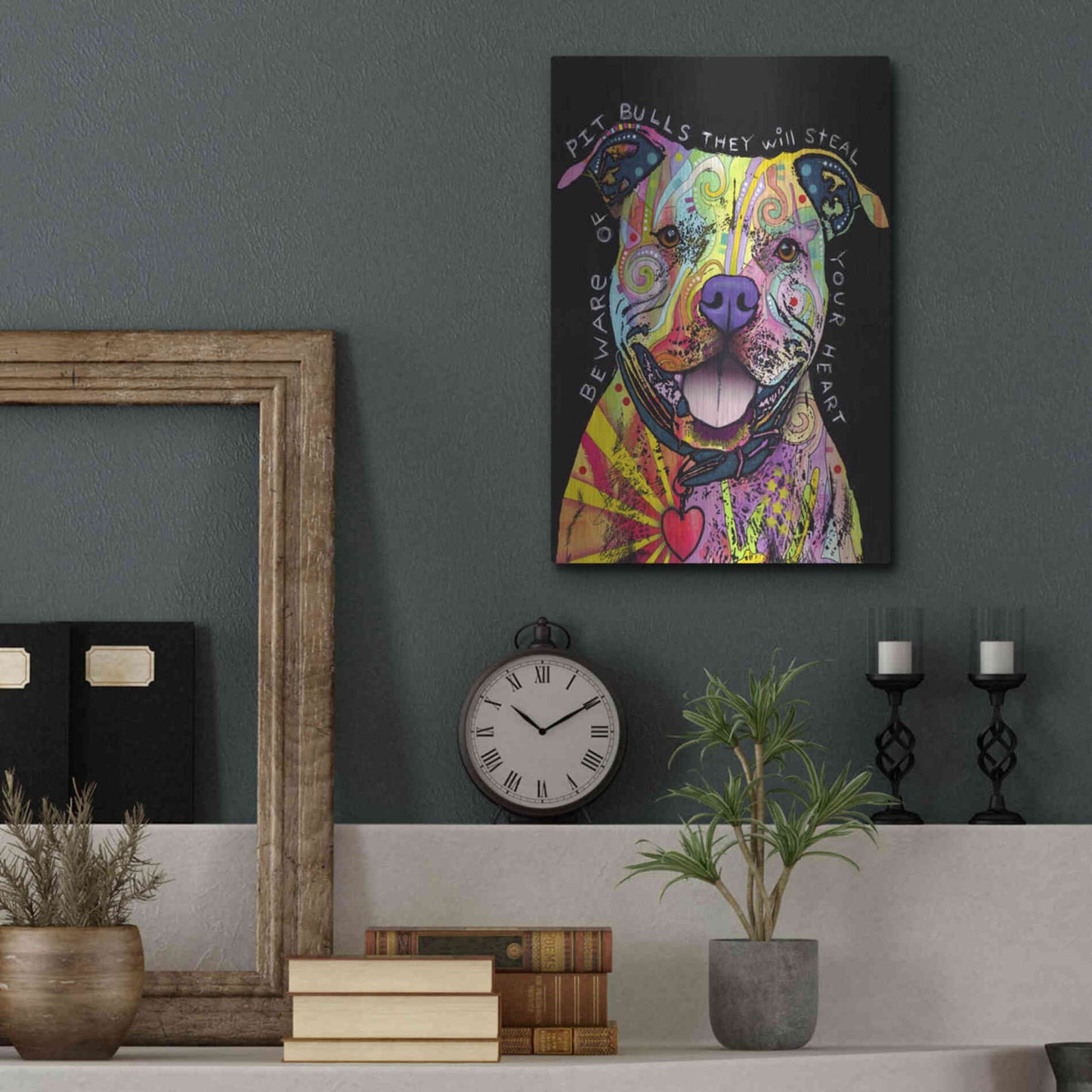 Luxe Metal Art 'Beware Of Pit Bulls' by Dean Russo, Metal Wall Art,12x16