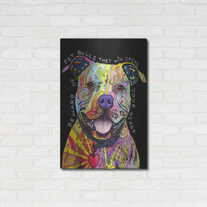 Luxe Metal Art 'Beware Of Pit Bulls' by Dean Russo, Metal Wall Art,24x36