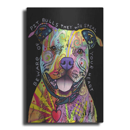 Luxe Metal Art 'Beware Of Pit Bulls' by Dean Russo, Metal Wall Art