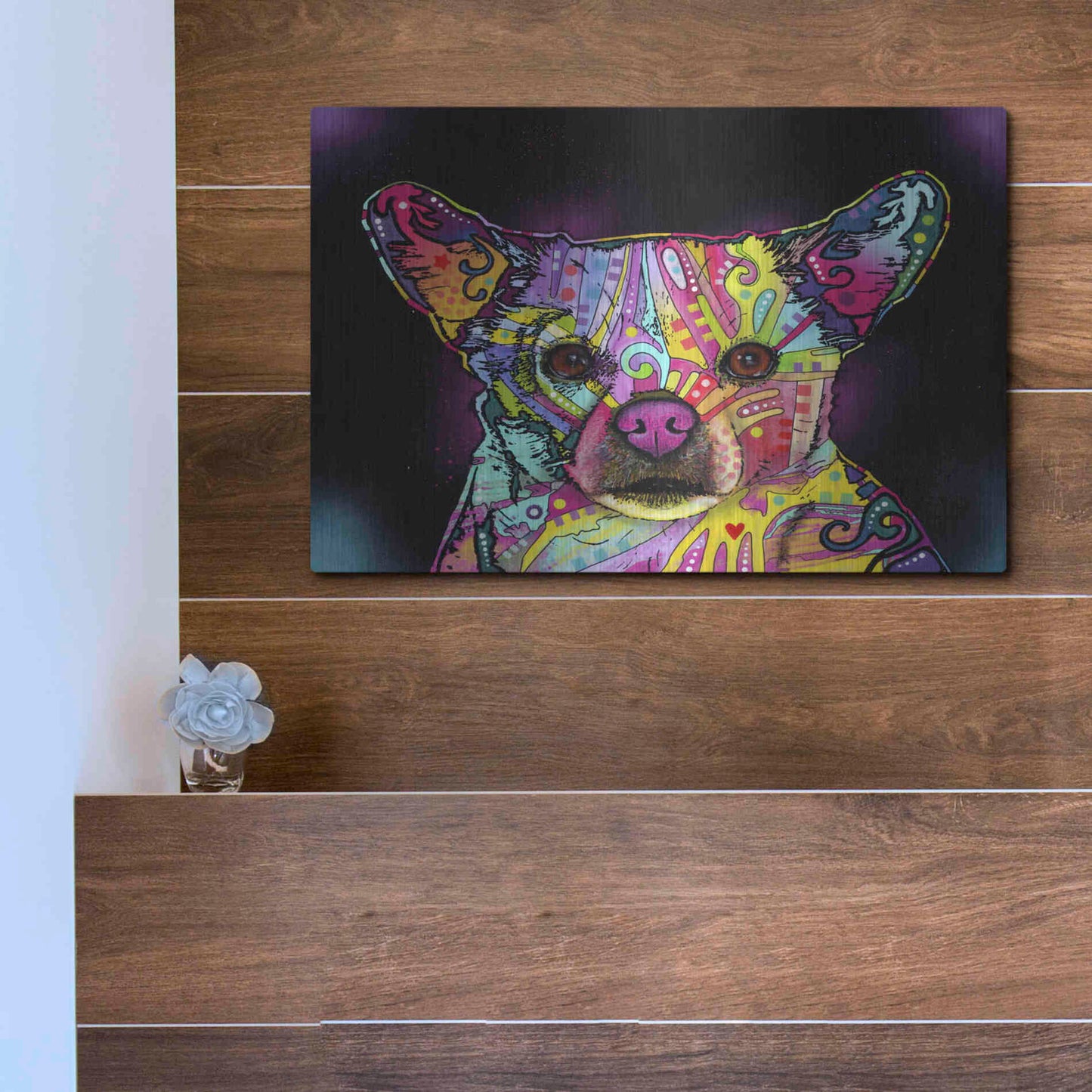 Luxe Metal Art 'Cheemix' by Dean Russo, Metal Wall Art,16x12