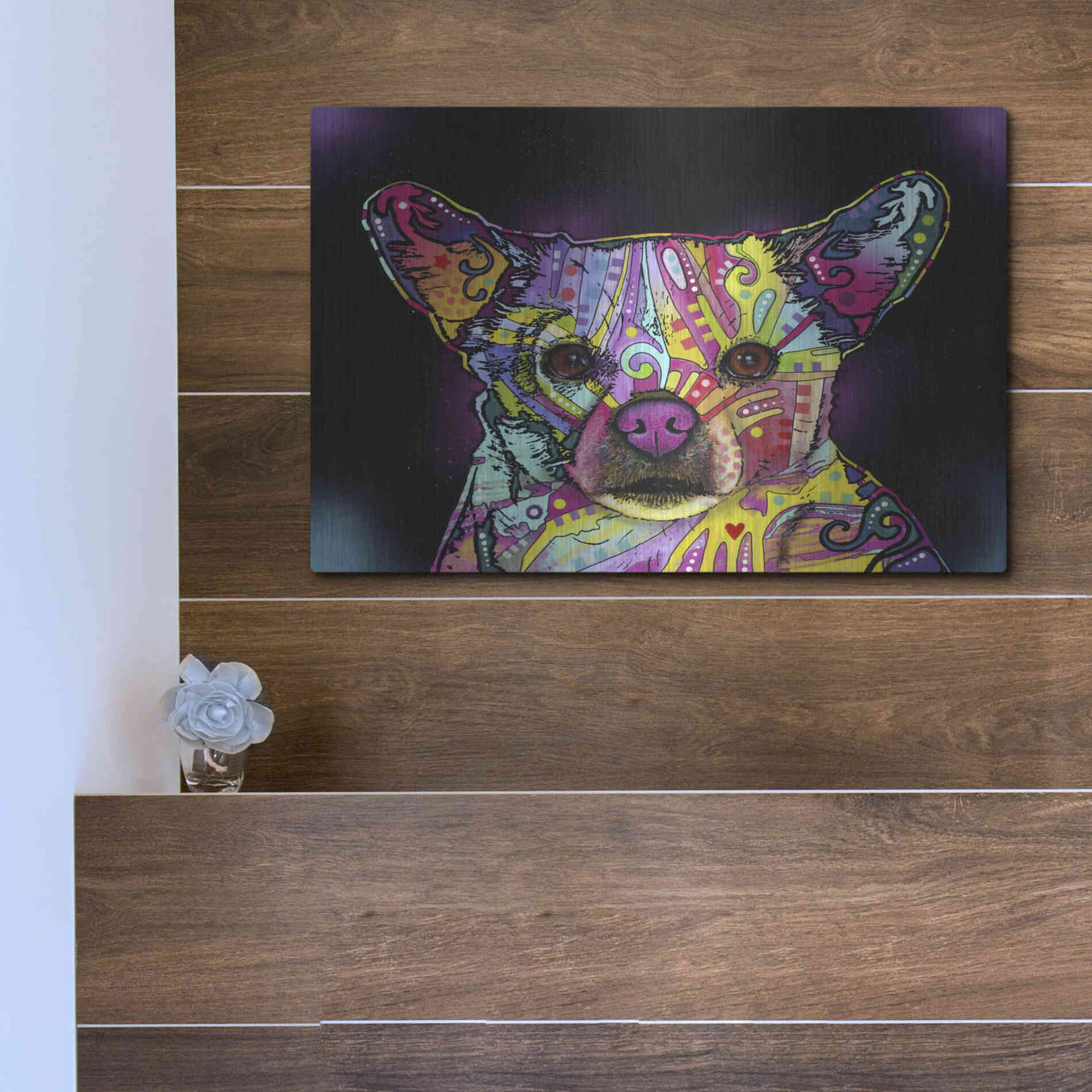 Luxe Metal Art 'Cheemix' by Dean Russo, Metal Wall Art,16x12