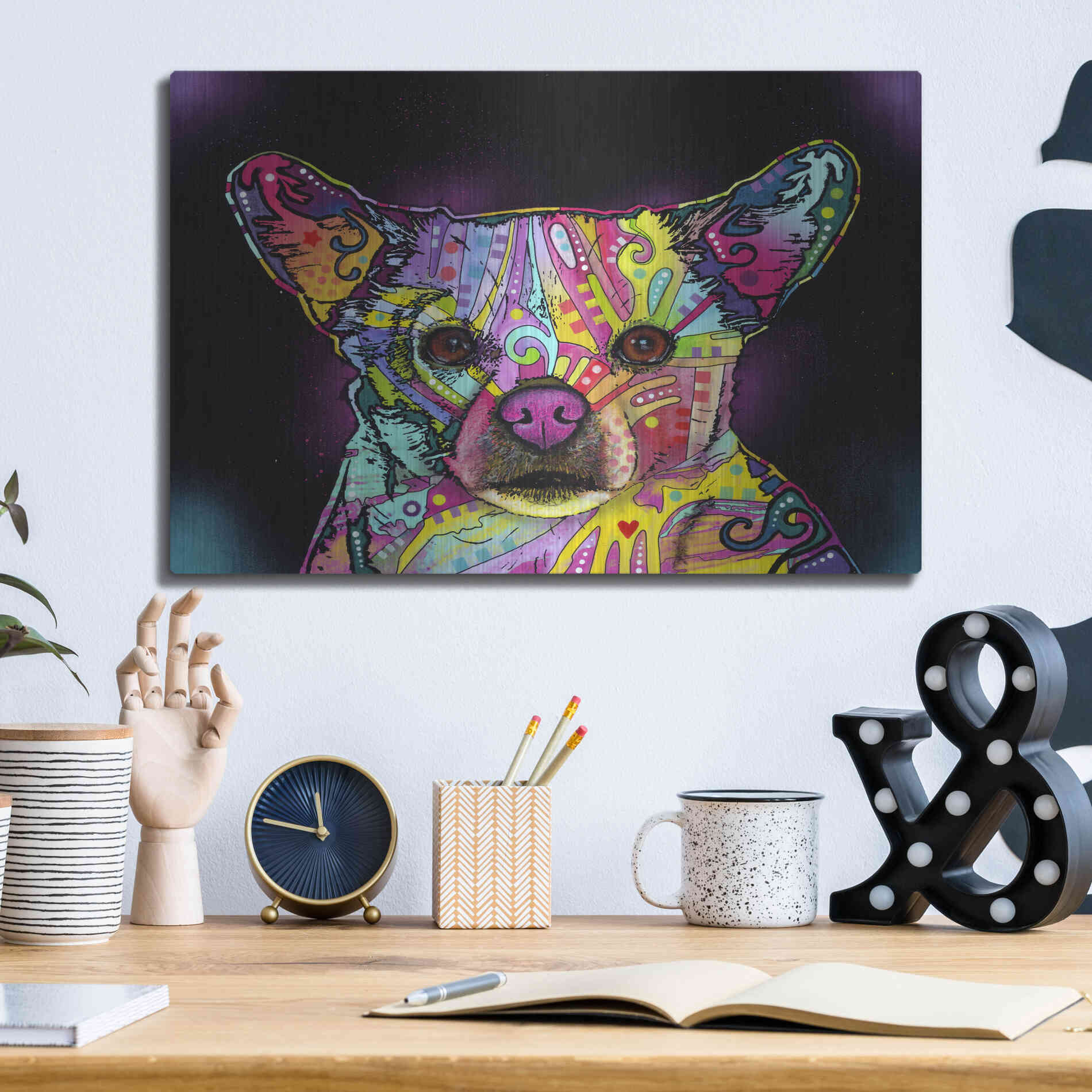 Luxe Metal Art 'Cheemix' by Dean Russo, Metal Wall Art,16x12