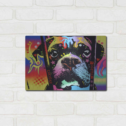Luxe Metal Art 'Choose Adoption Boxer' by Dean Russo, Metal Wall Art,16x12