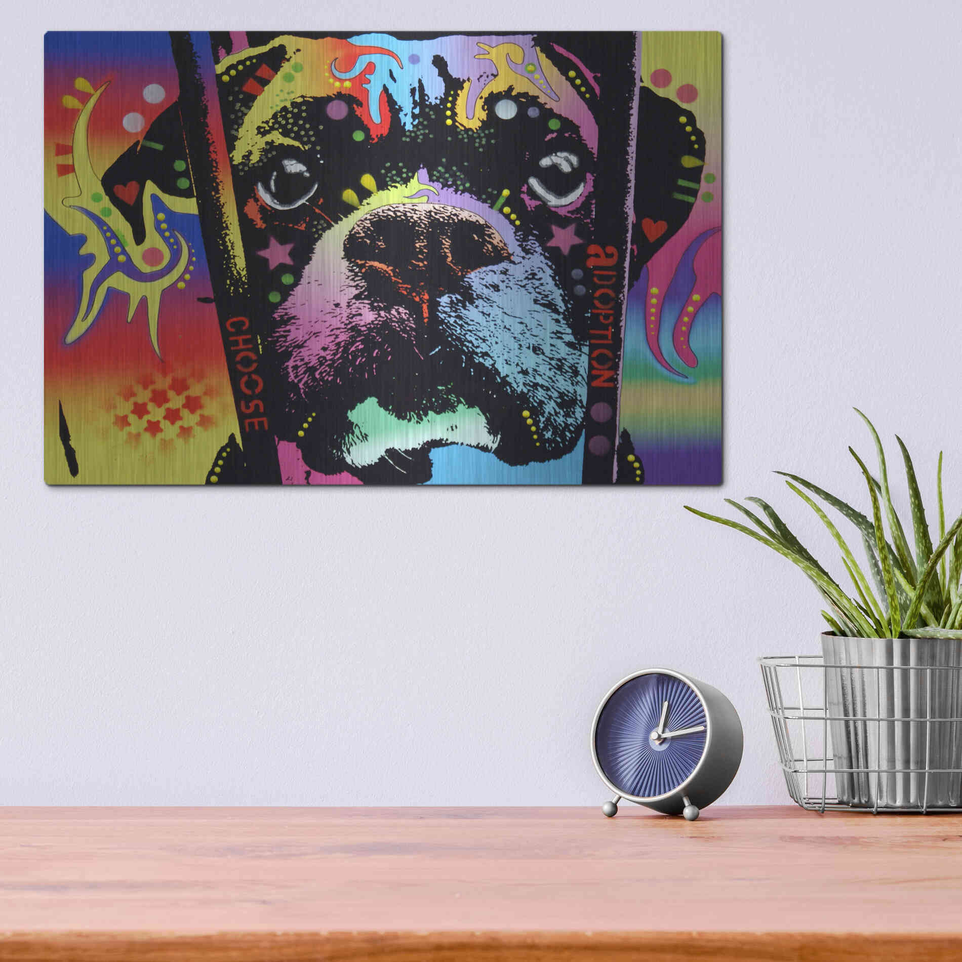 Luxe Metal Art 'Choose Adoption Boxer' by Dean Russo, Metal Wall Art,16x12