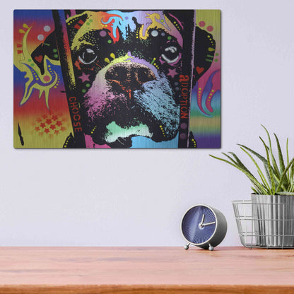 Luxe Metal Art 'Choose Adoption Boxer' by Dean Russo, Metal Wall Art,16x12