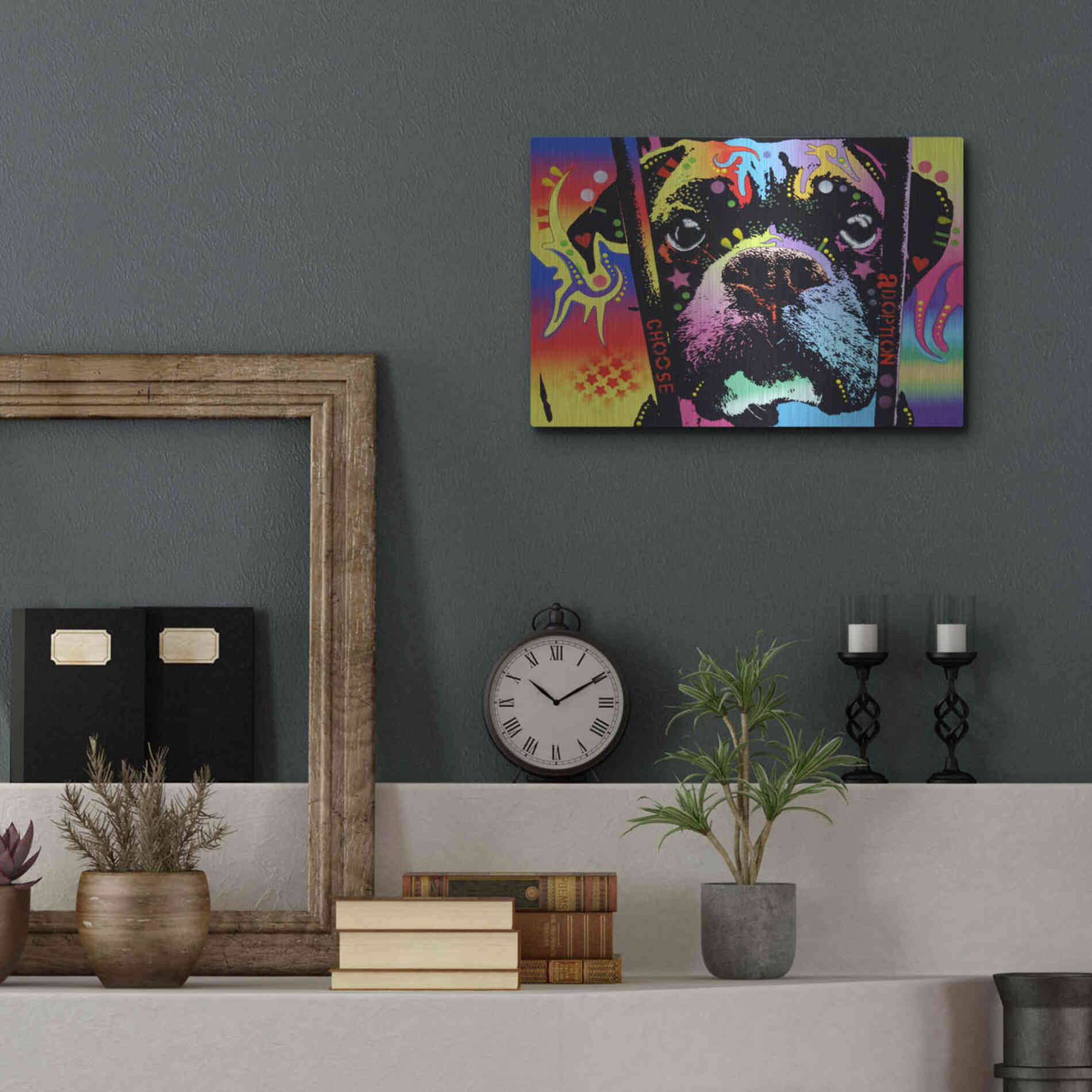 Luxe Metal Art 'Choose Adoption Boxer' by Dean Russo, Metal Wall Art,16x12