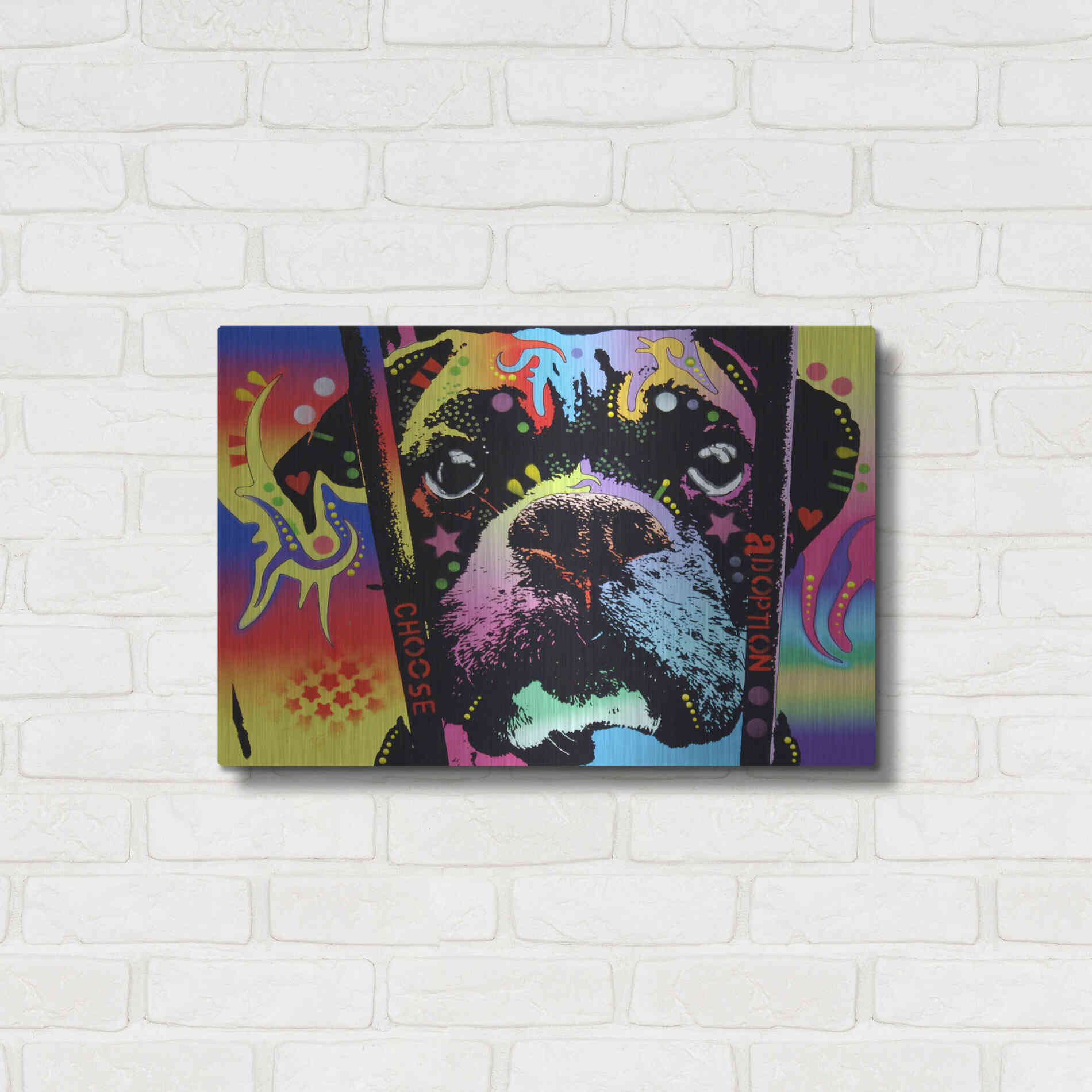 Luxe Metal Art 'Choose Adoption Boxer' by Dean Russo, Metal Wall Art,24x16