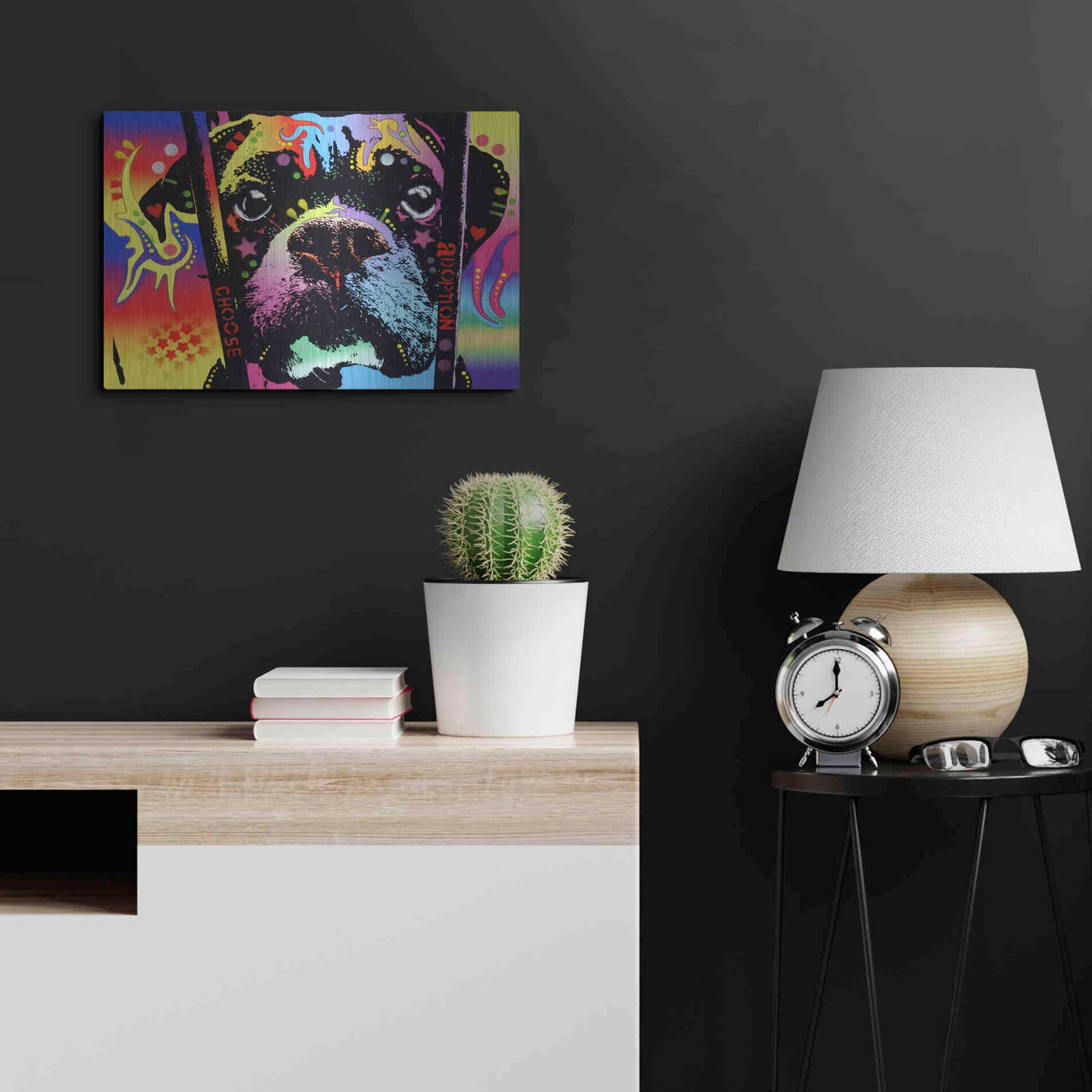 Luxe Metal Art 'Choose Adoption Boxer' by Dean Russo, Metal Wall Art,24x16
