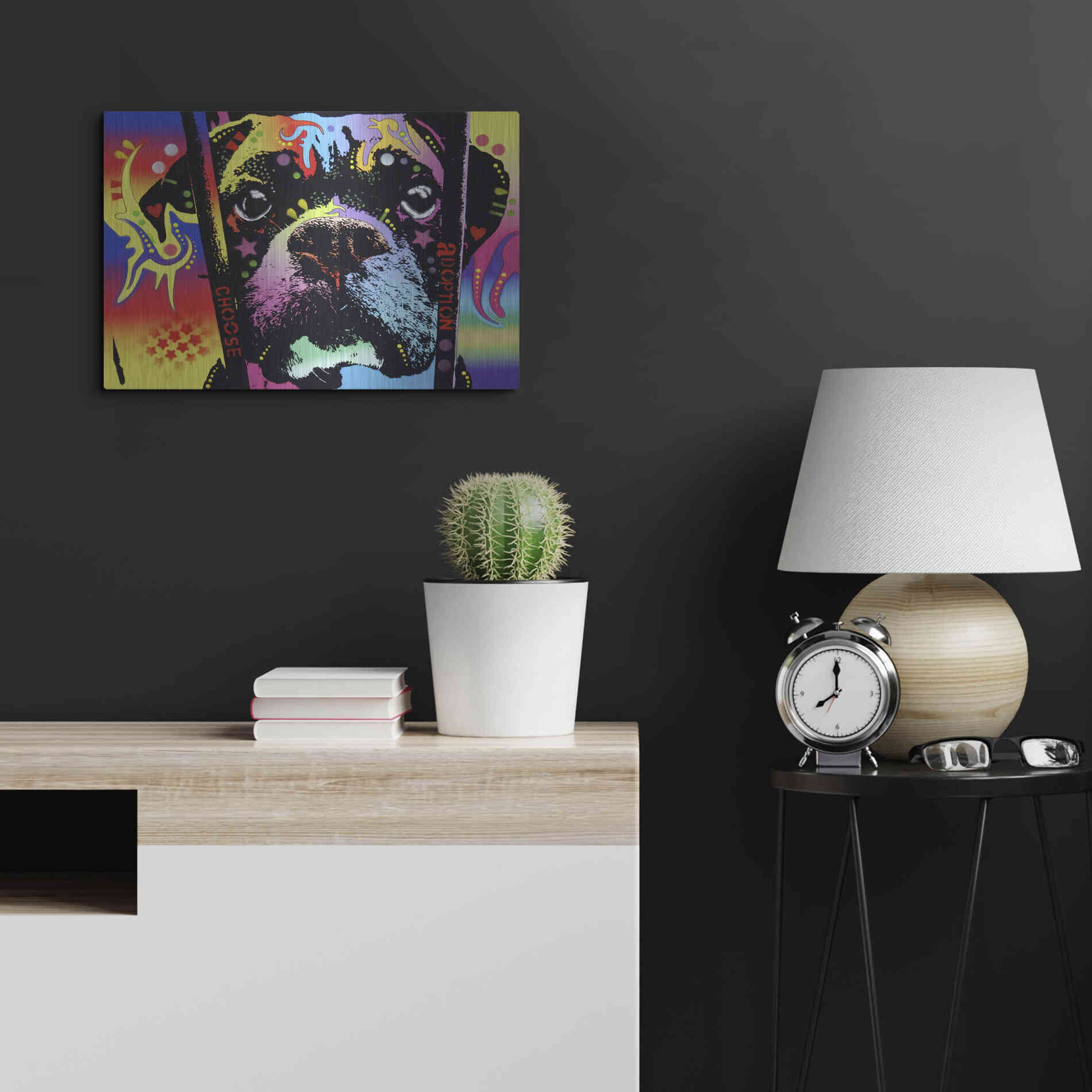 Luxe Metal Art 'Choose Adoption Boxer' by Dean Russo, Metal Wall Art,24x16